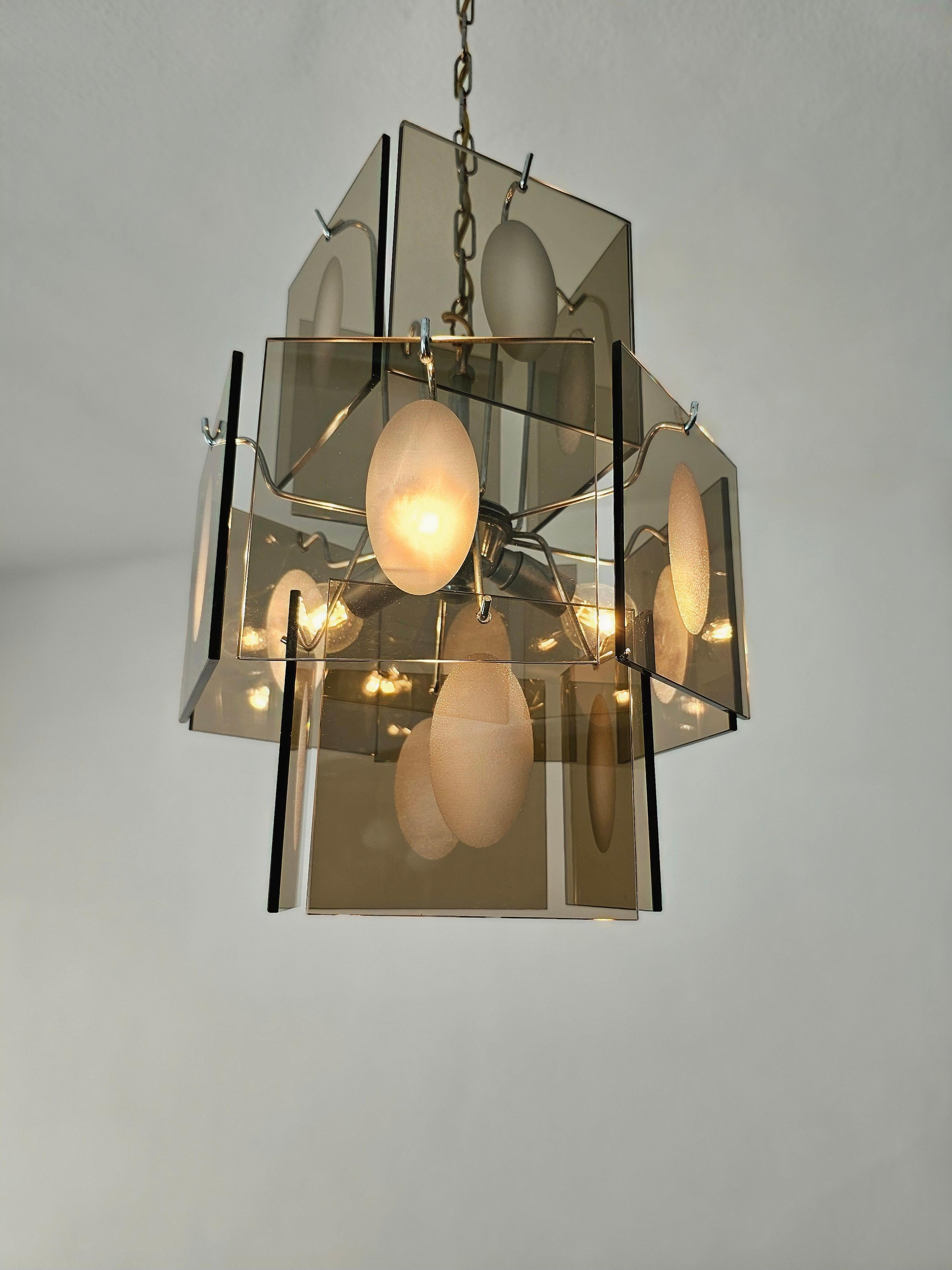 Mid-Century  Modern Chandelier Gino Vistosi Murano Glass Design Italy 1960s 70s 4