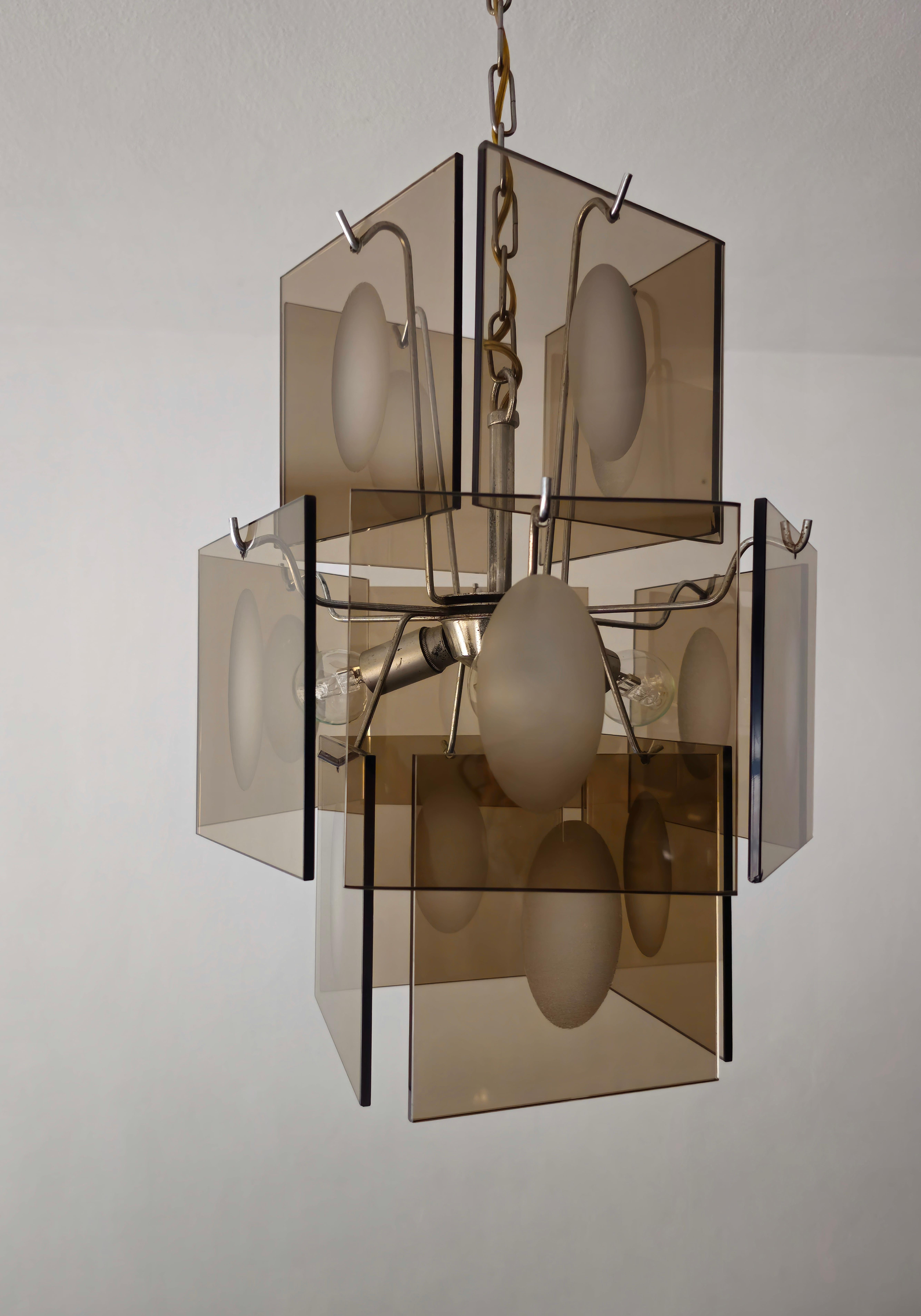 Italian Mid-Century  Modern Chandelier Gino Vistosi Murano Glass Design Italy 1960s 70s