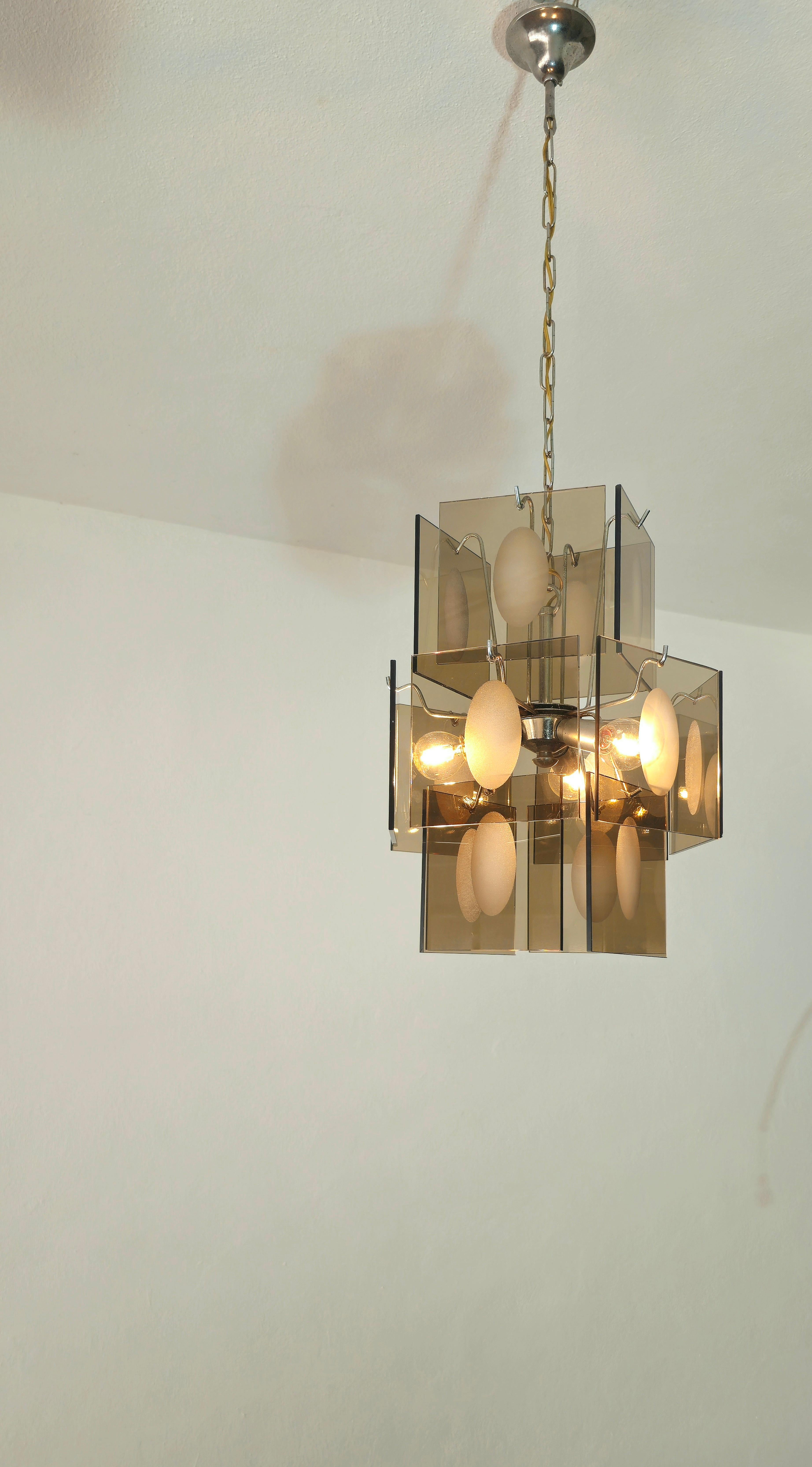 Mid-Century  Modern Chandelier Gino Vistosi Murano Glass Design Italy 1960s 70s In Good Condition In Palermo, IT