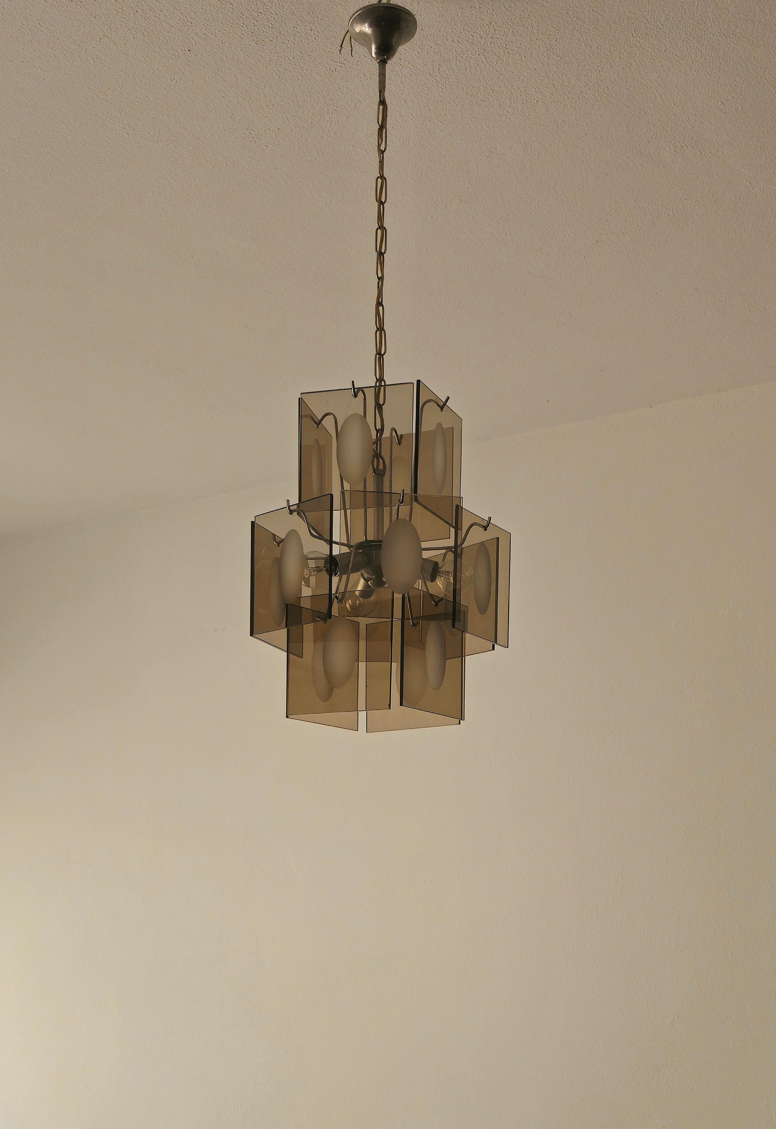 20th Century Mid-Century  Modern Chandelier Gino Vistosi Murano Glass Design Italy 1960s 70s