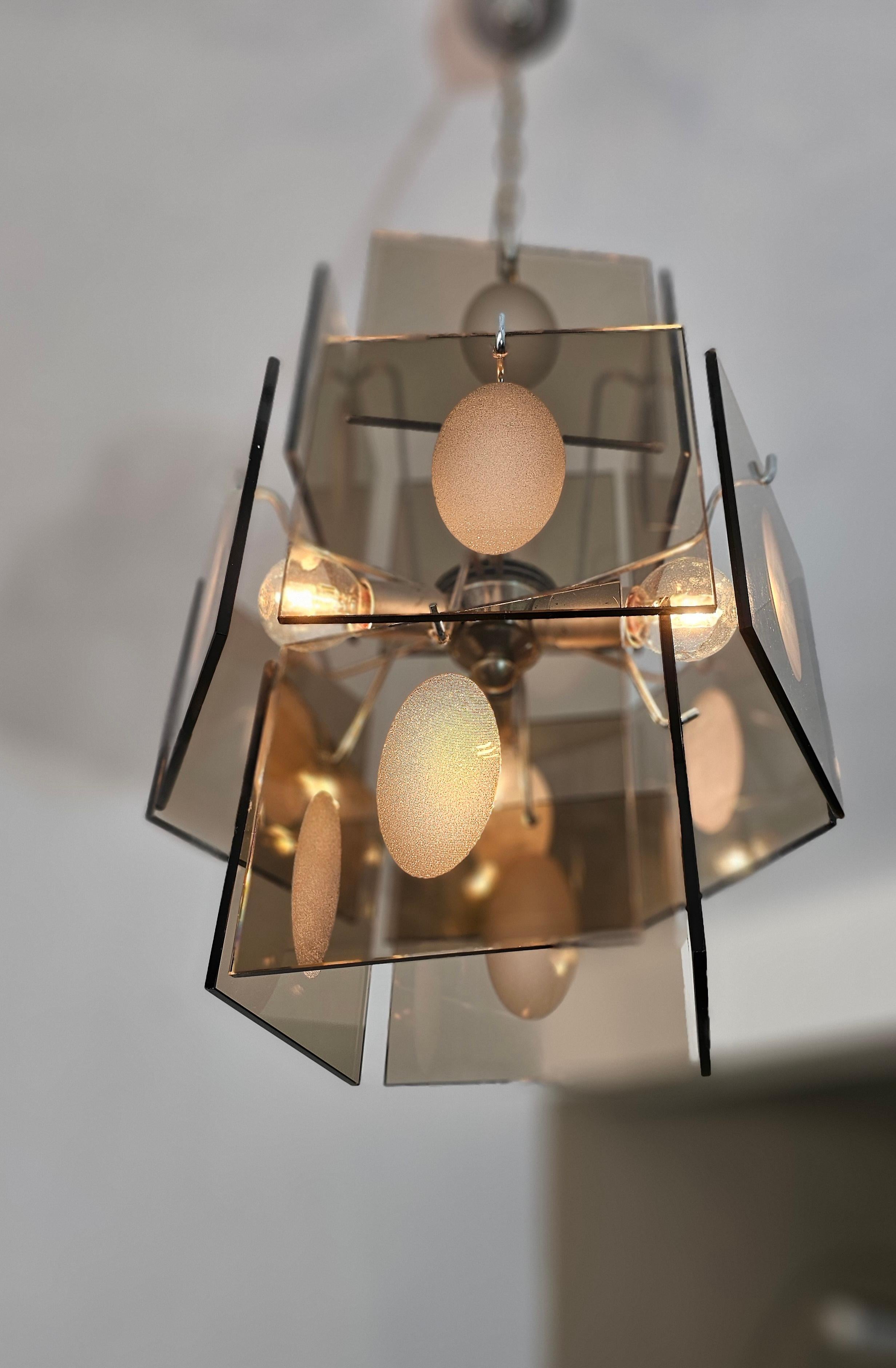 Mid-Century  Modern Chandelier Gino Vistosi Murano Glass Design Italy 1960s 70s 1