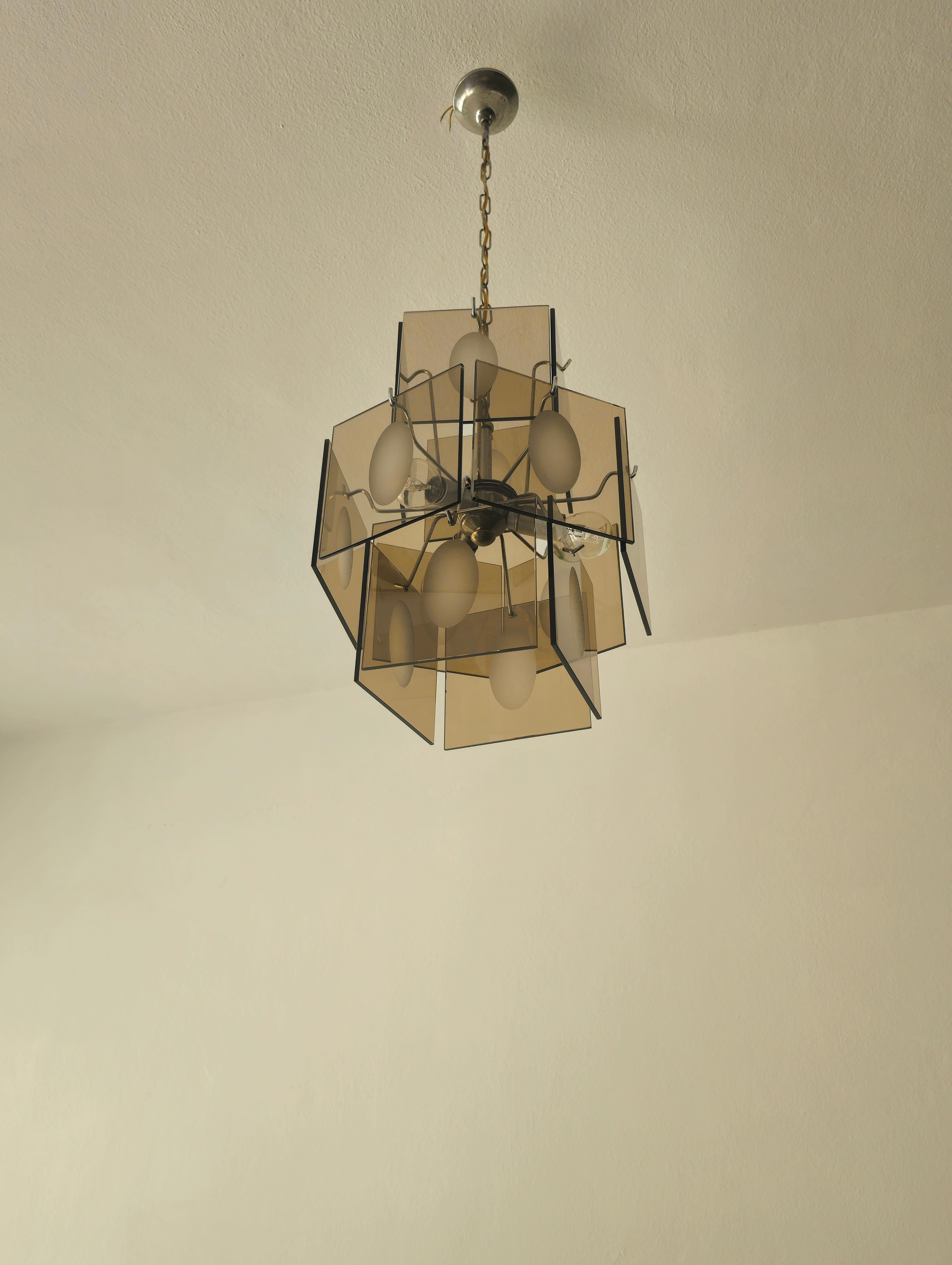 Mid-Century  Modern Chandelier Gino Vistosi Murano Glass Design Italy 1960s 70s 2