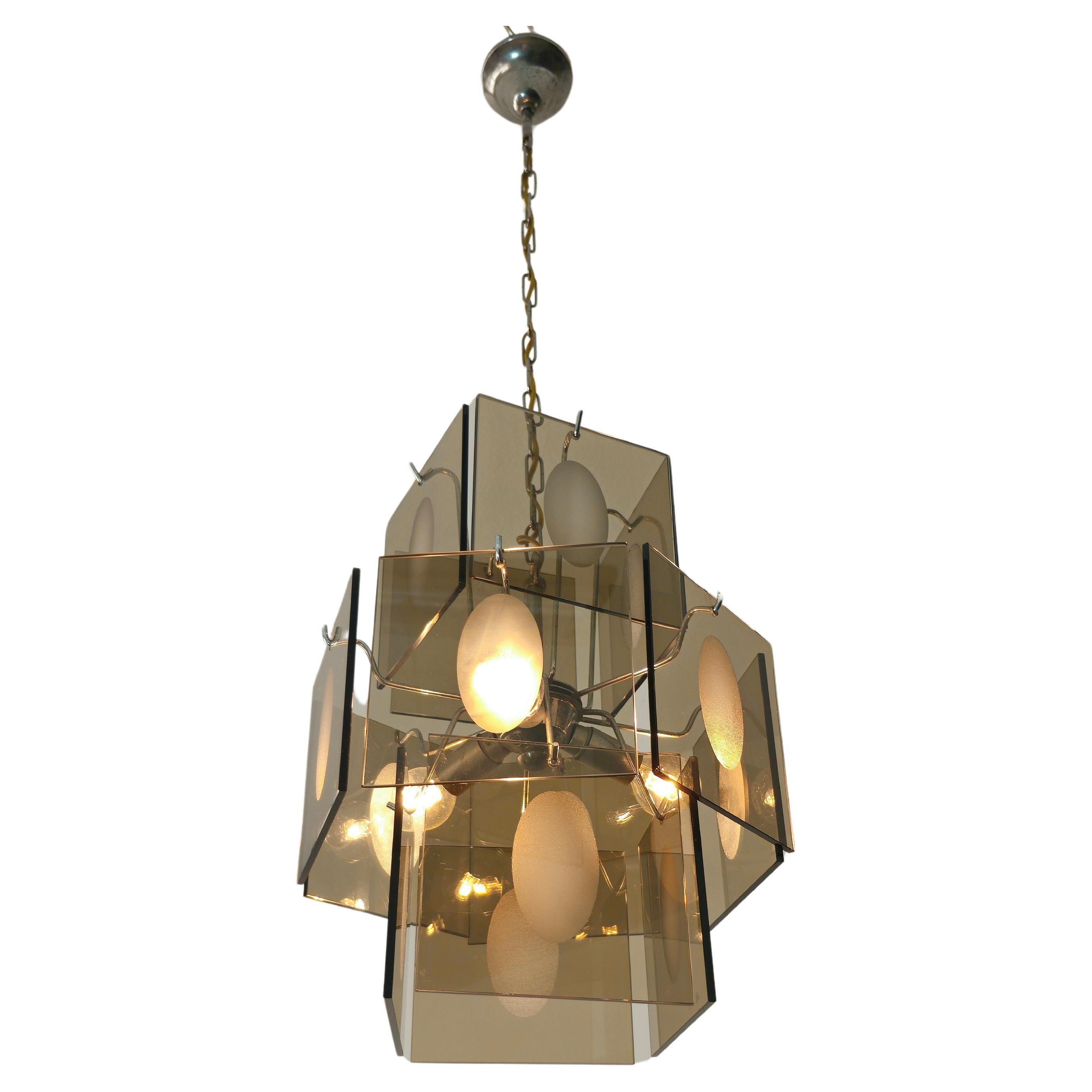 Mid-Century  Modern Chandelier Gino Vistosi Murano Glass Design Italy 1960s 70s