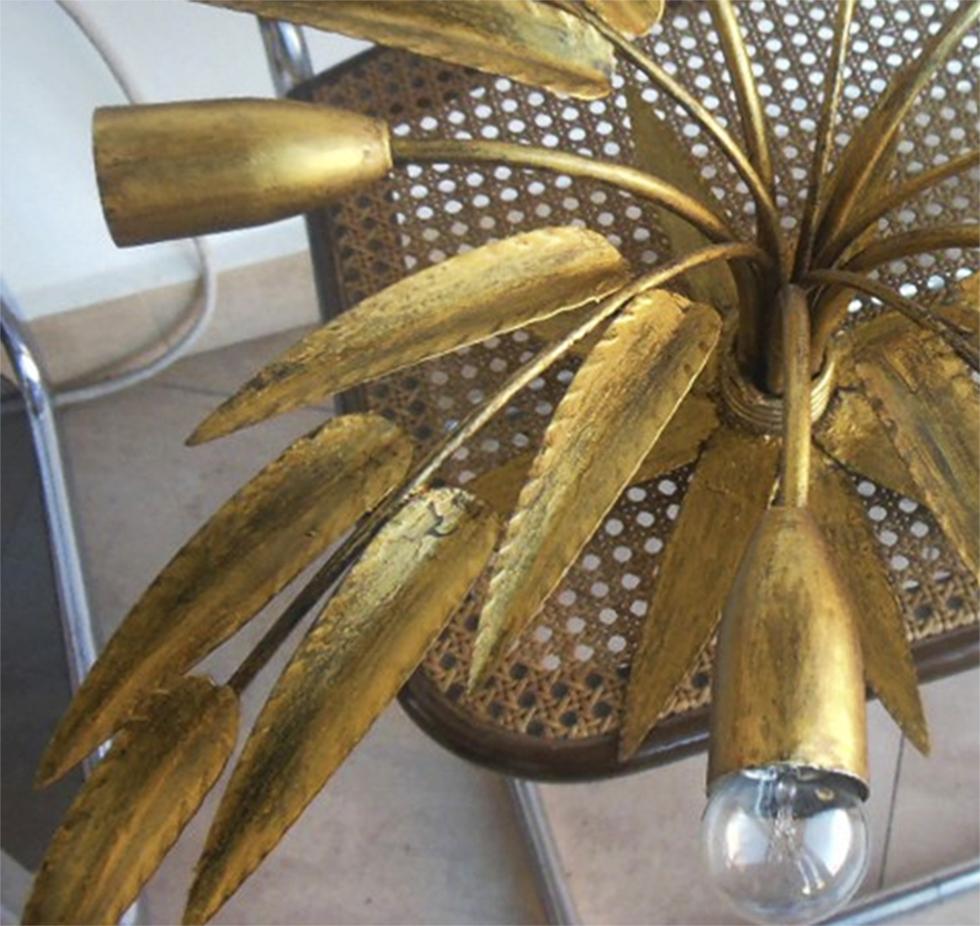 Midcentury chandelier golden leaves handcrafted, wrought iron

With 5-light.

Ideal lamps to illuminate a space, room, living room, bedroom or entrance.

*I have other 7 and 9 lights available. If you are interested, consult and I can get 3