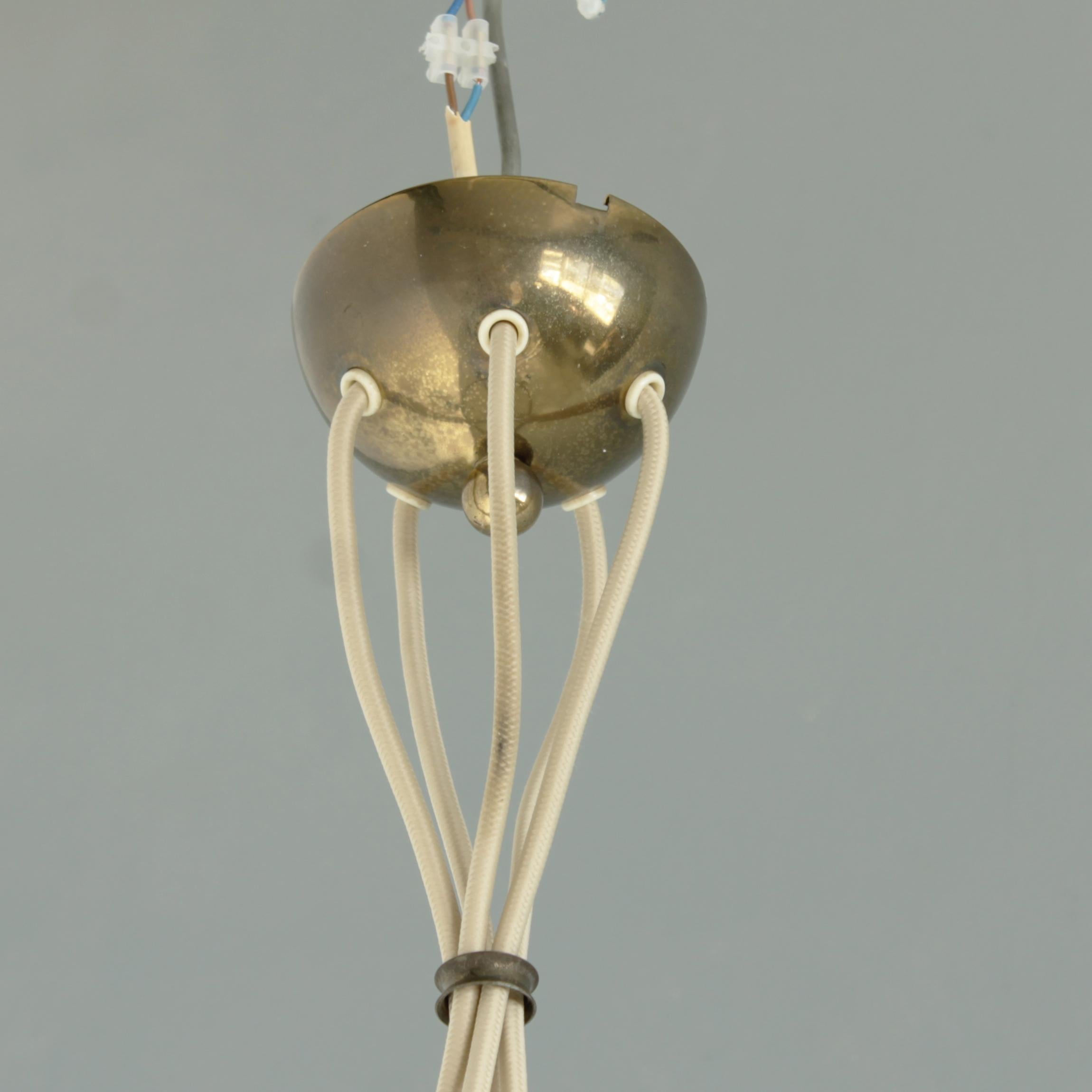 Mid Century chandelier in brass and glass by Hans Bengstrom Scandinavian 1950s 1