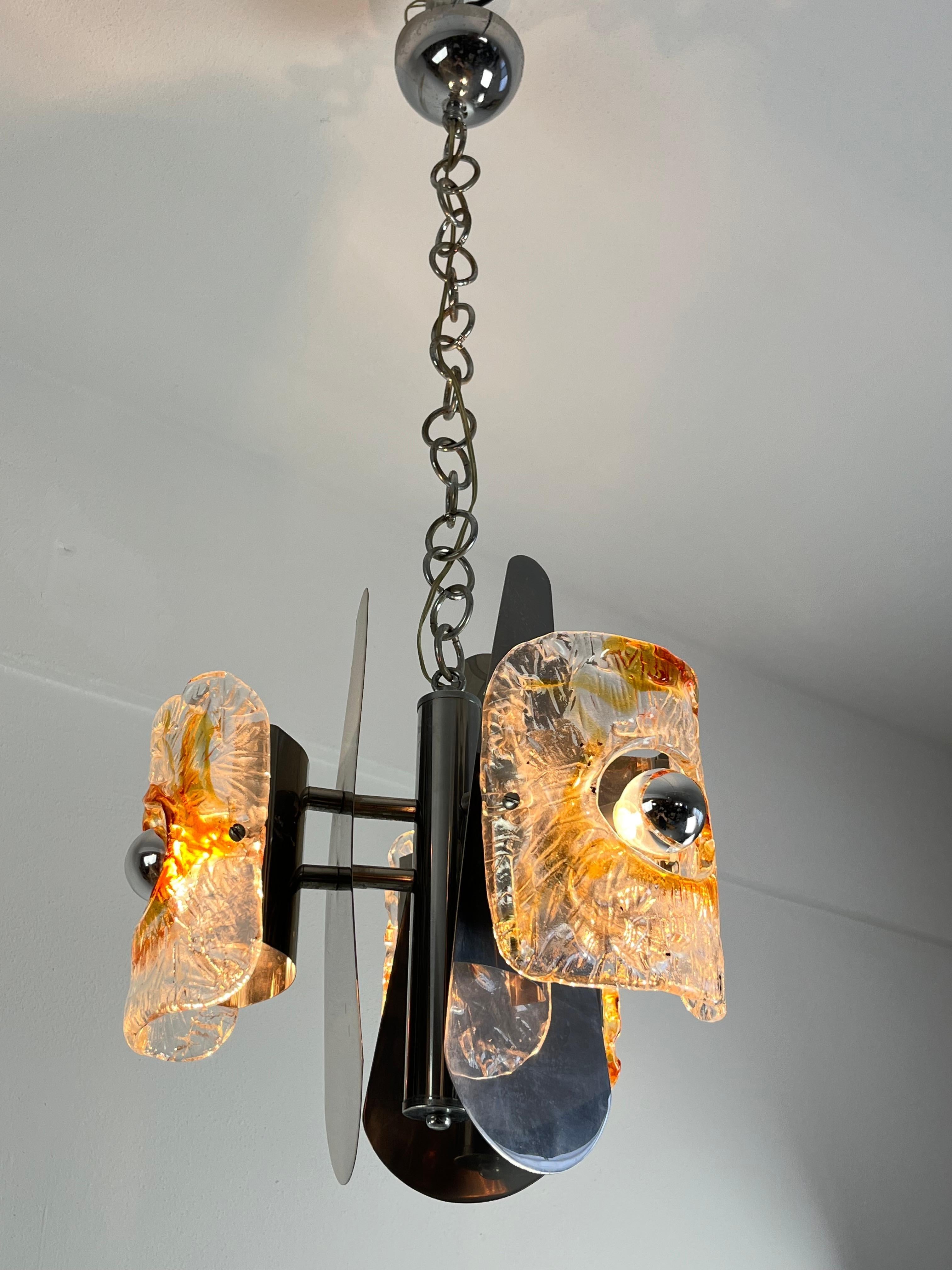 Mid-20th Century Mid-Century Chandelier In Murano Glass Attributed to Toni Zuccheri for Mazzega For Sale