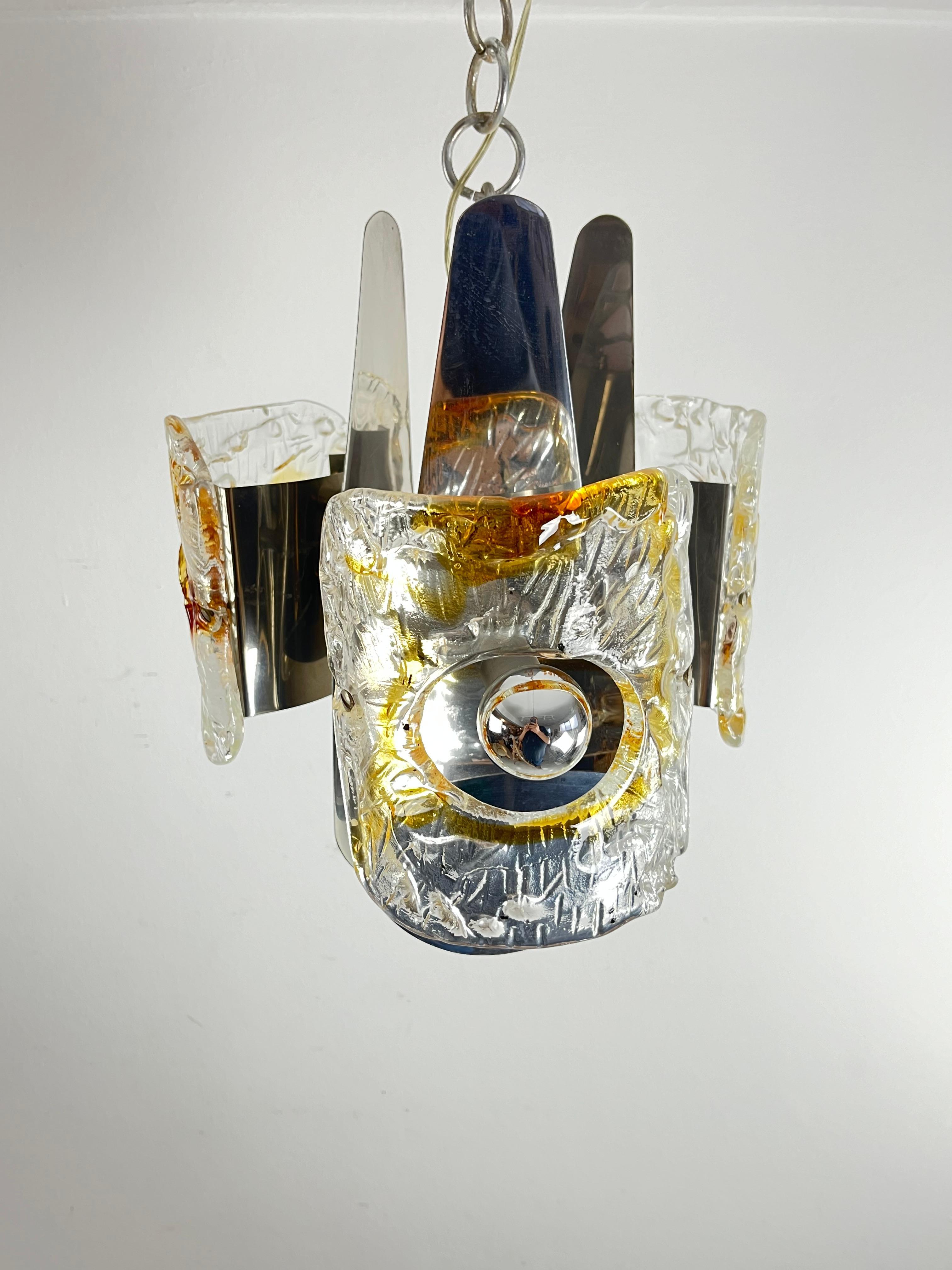 Mid-Century Chandelier In Murano Glass Attributed to Toni Zuccheri for Mazzega For Sale 2