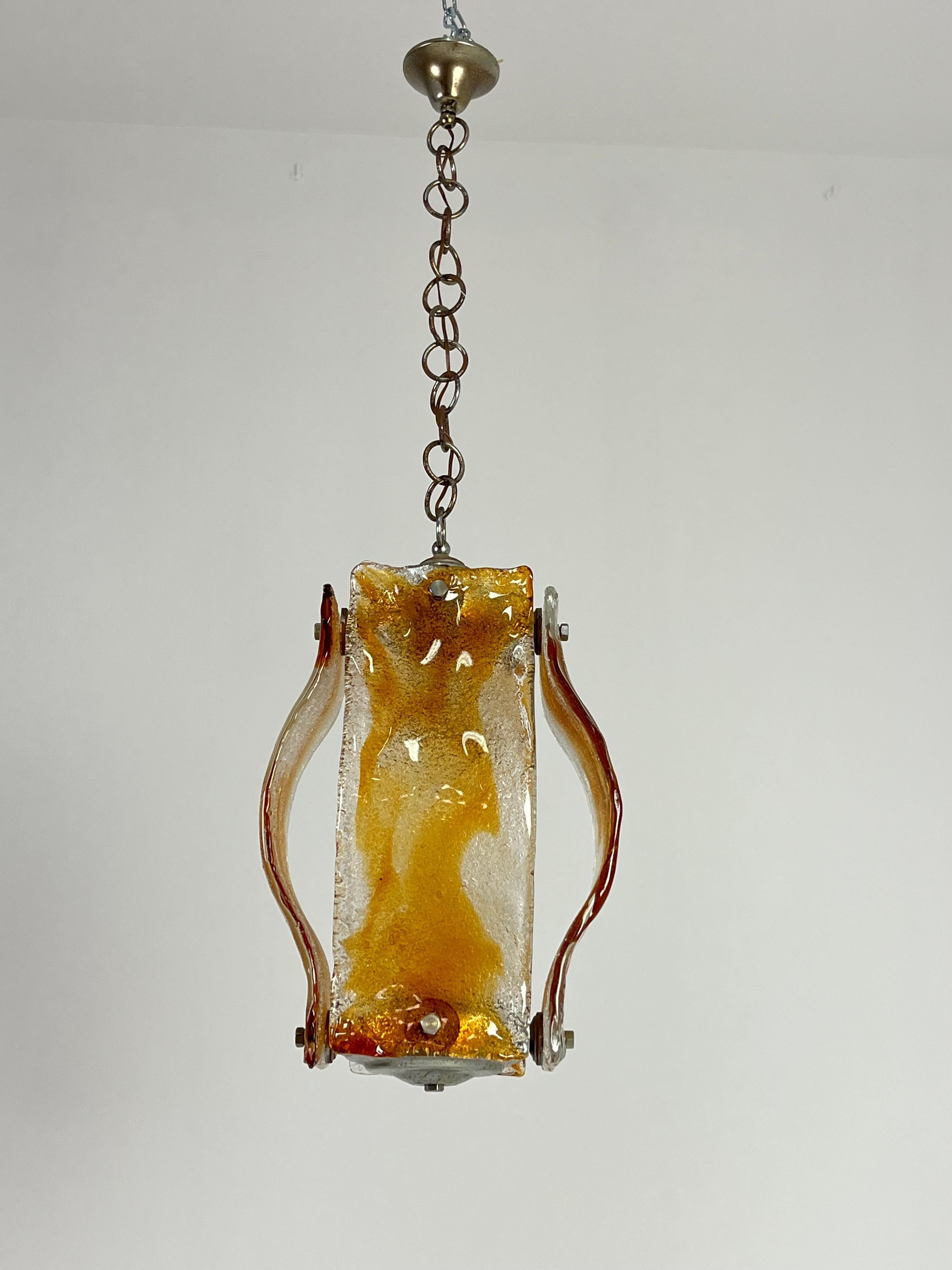 Mid-century Chandelier in Polychrome Murano Glass Attributed to Mazzega, 1960s (Mitte des 20. Jahrhunderts) im Angebot