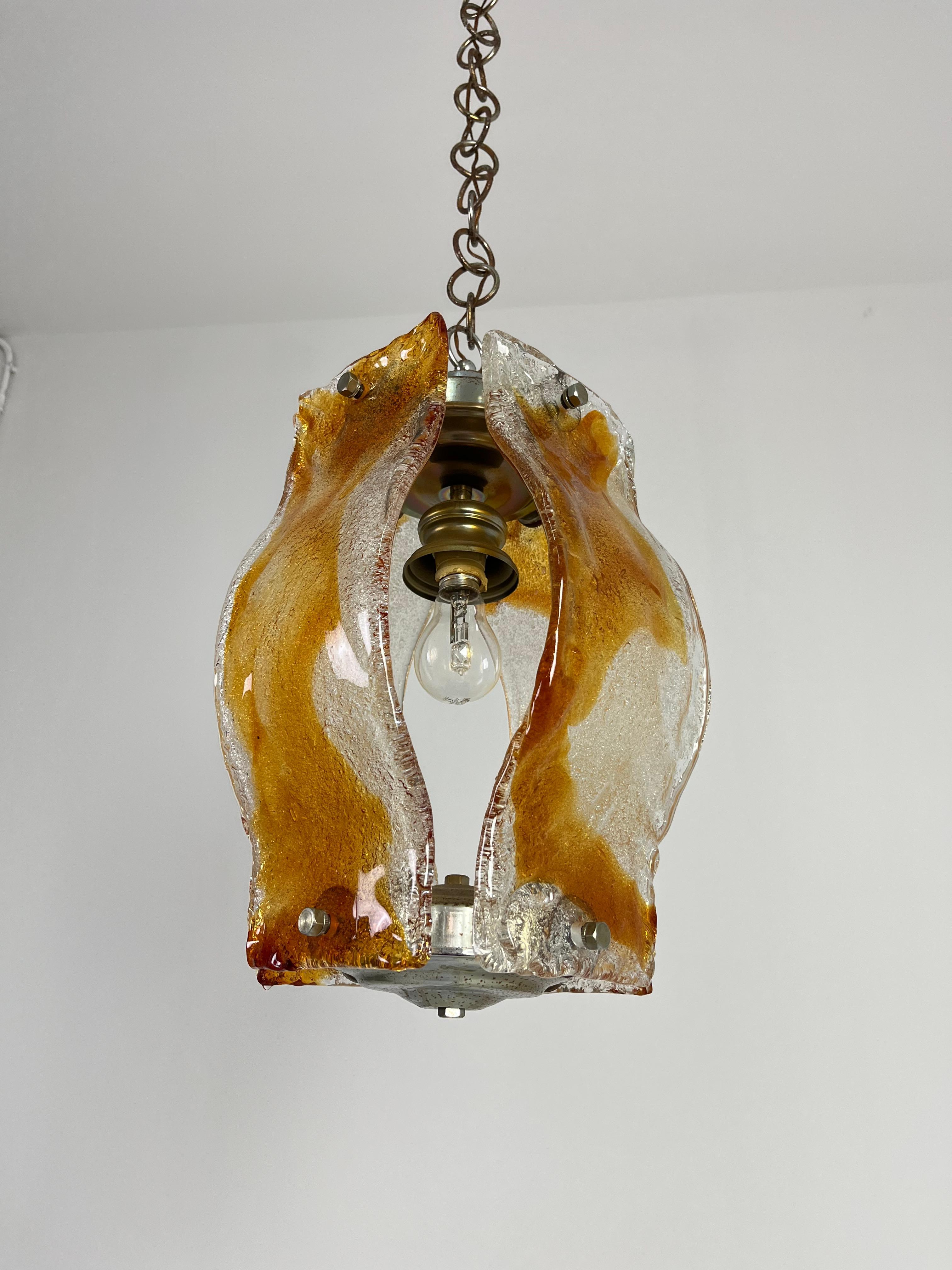 Mid-century Chandelier in Polychrome Murano Glass Attributed to Mazzega, 1960s (Metall) im Angebot