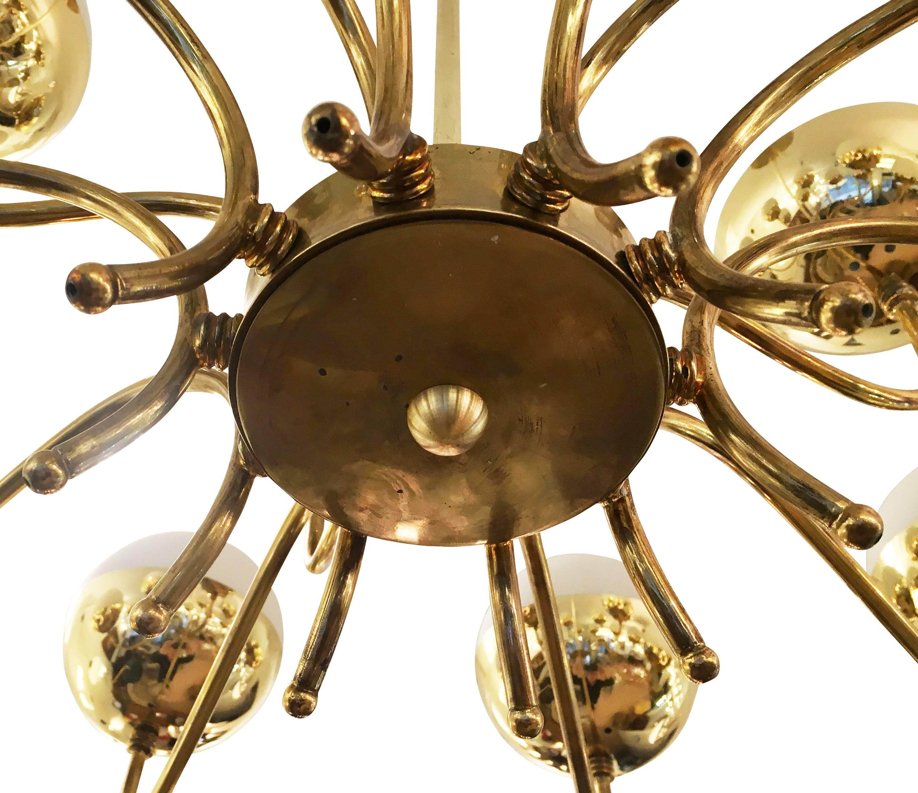 Mid-Century Chandelier in the Style of Stilnovo In Excellent Condition In New York, NY