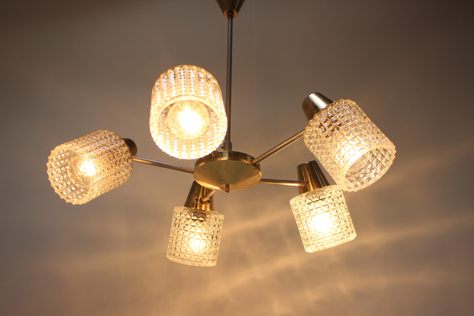Mid-Century Chandelier / Kamenický Šenov, 1970's For Sale 4