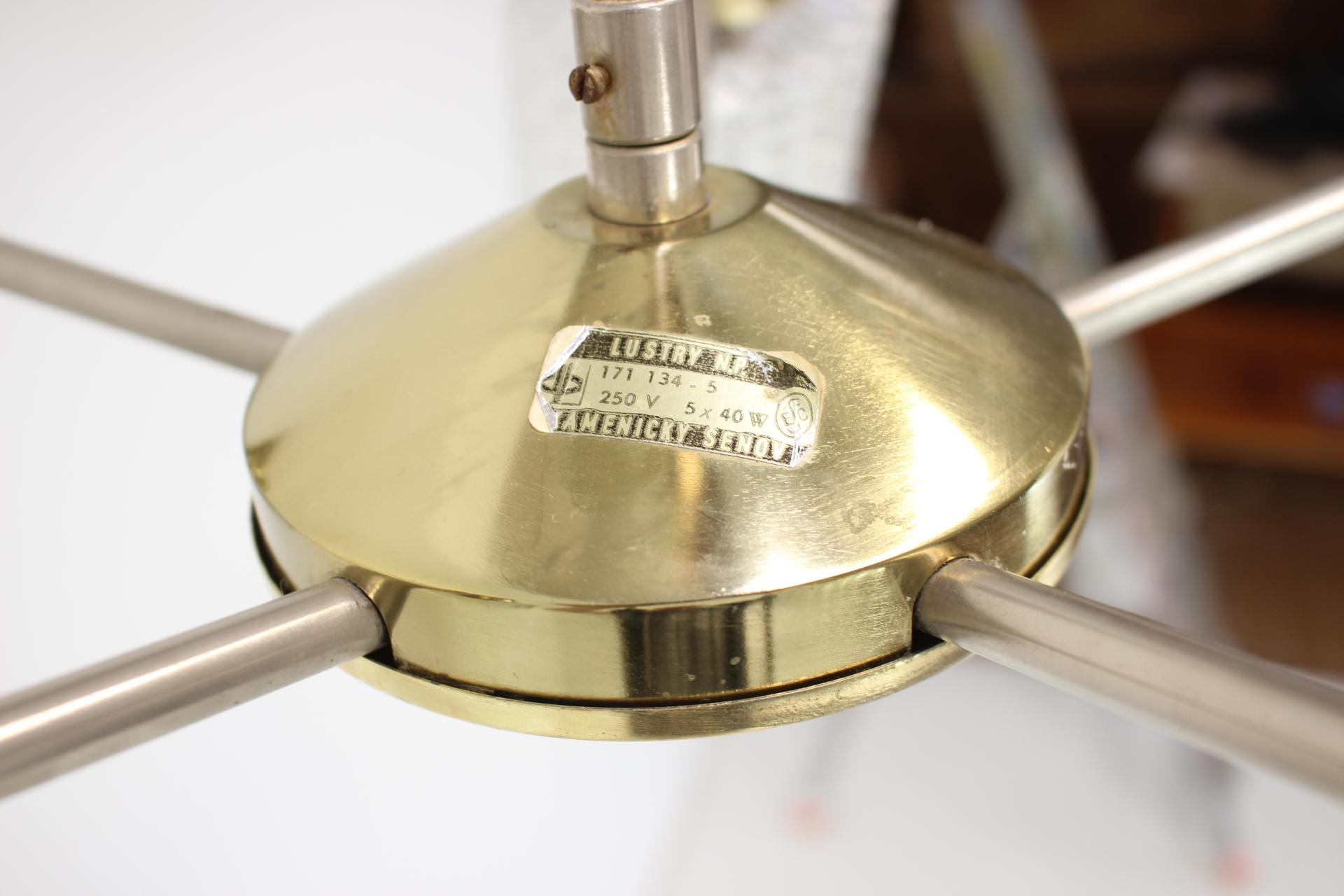 Brass Mid-Century Chandelier / Kamenický Šenov, 1970's For Sale