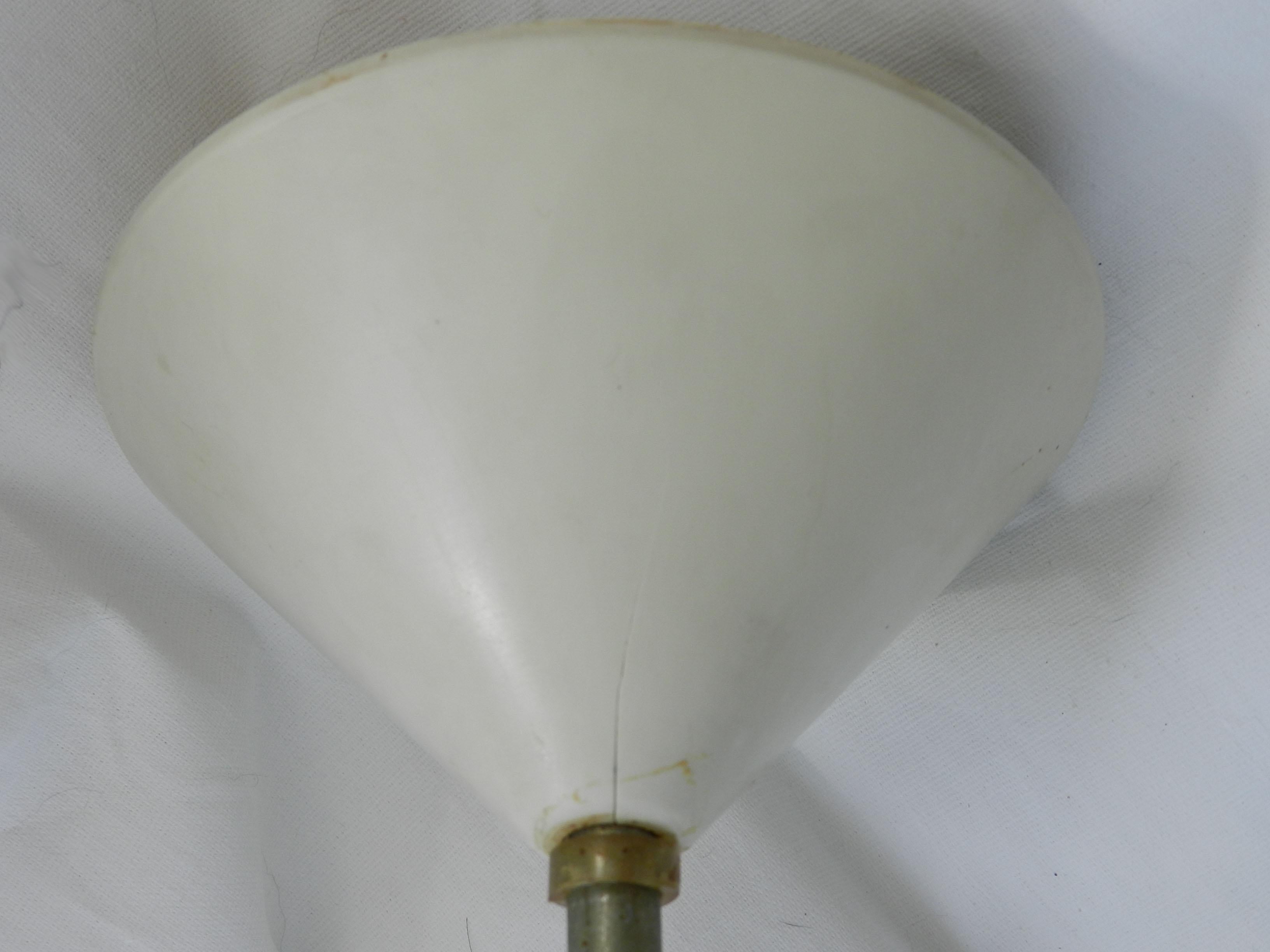 20th Century Mid Century Light Patterned Glass Pendant Chandelier French, c1950 For Sale