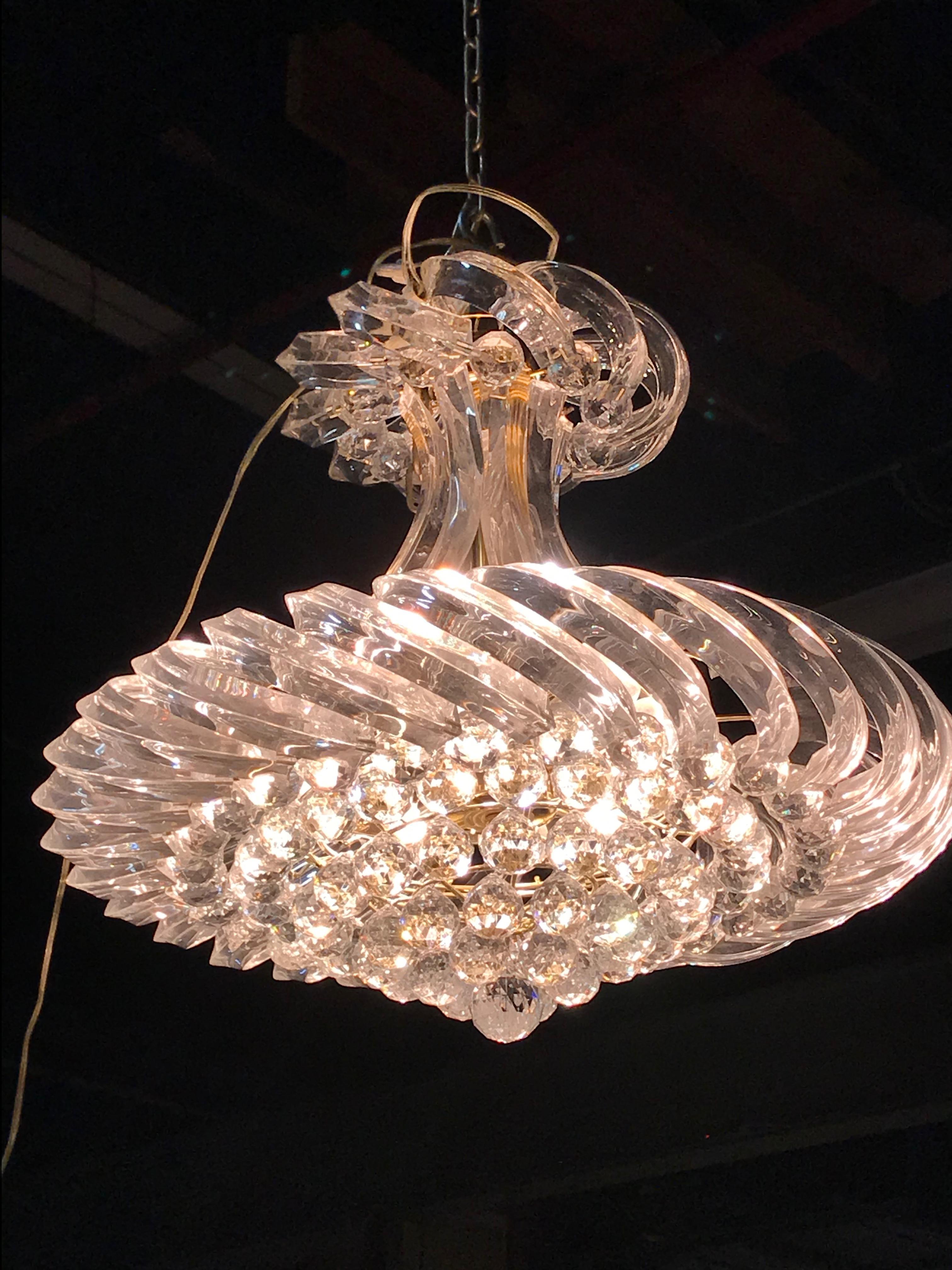 Mid Century Chandelier Lucite and Decorative Balls For Sale 3