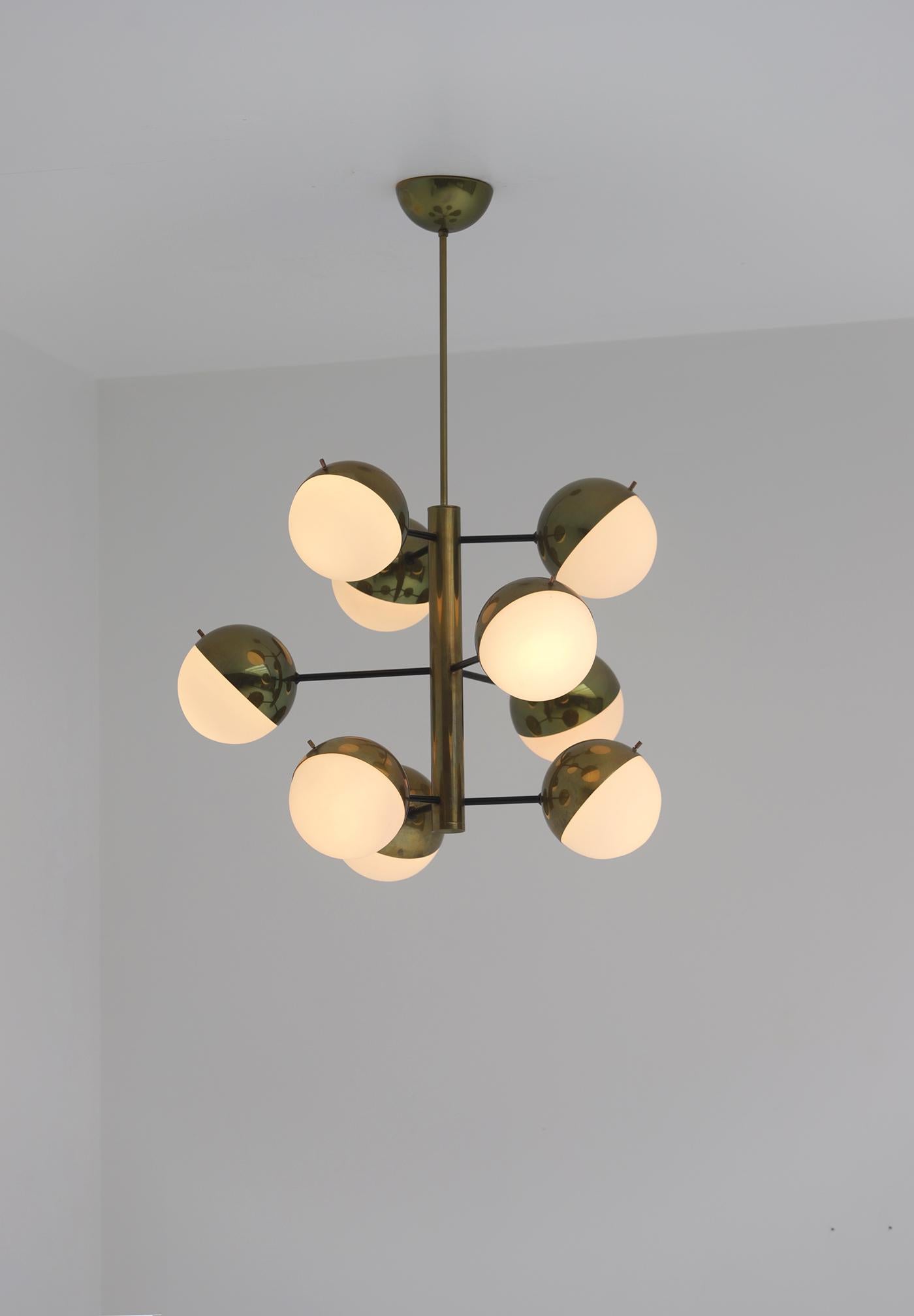 Italian Mid-Century Chandelier Model 1129 by Stilnovo , Italy 1950 For Sale