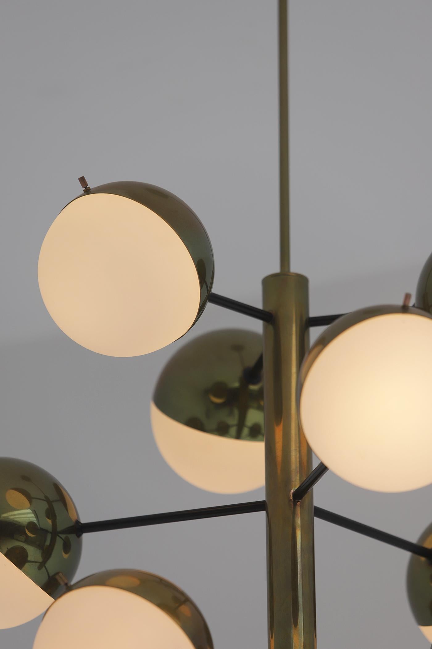 Mid-Century Chandelier Model 1129 by Stilnovo , Italy 1950 In Good Condition For Sale In Antwerpen, Antwerp