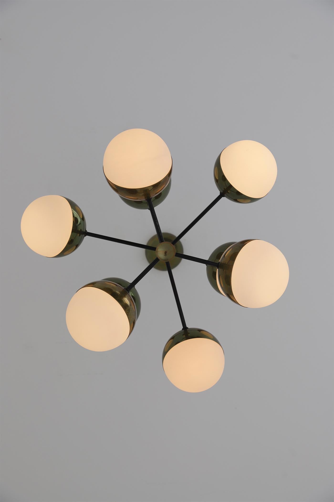 Mid-20th Century Mid-Century Chandelier Model 1129 by Stilnovo , Italy 1950 For Sale