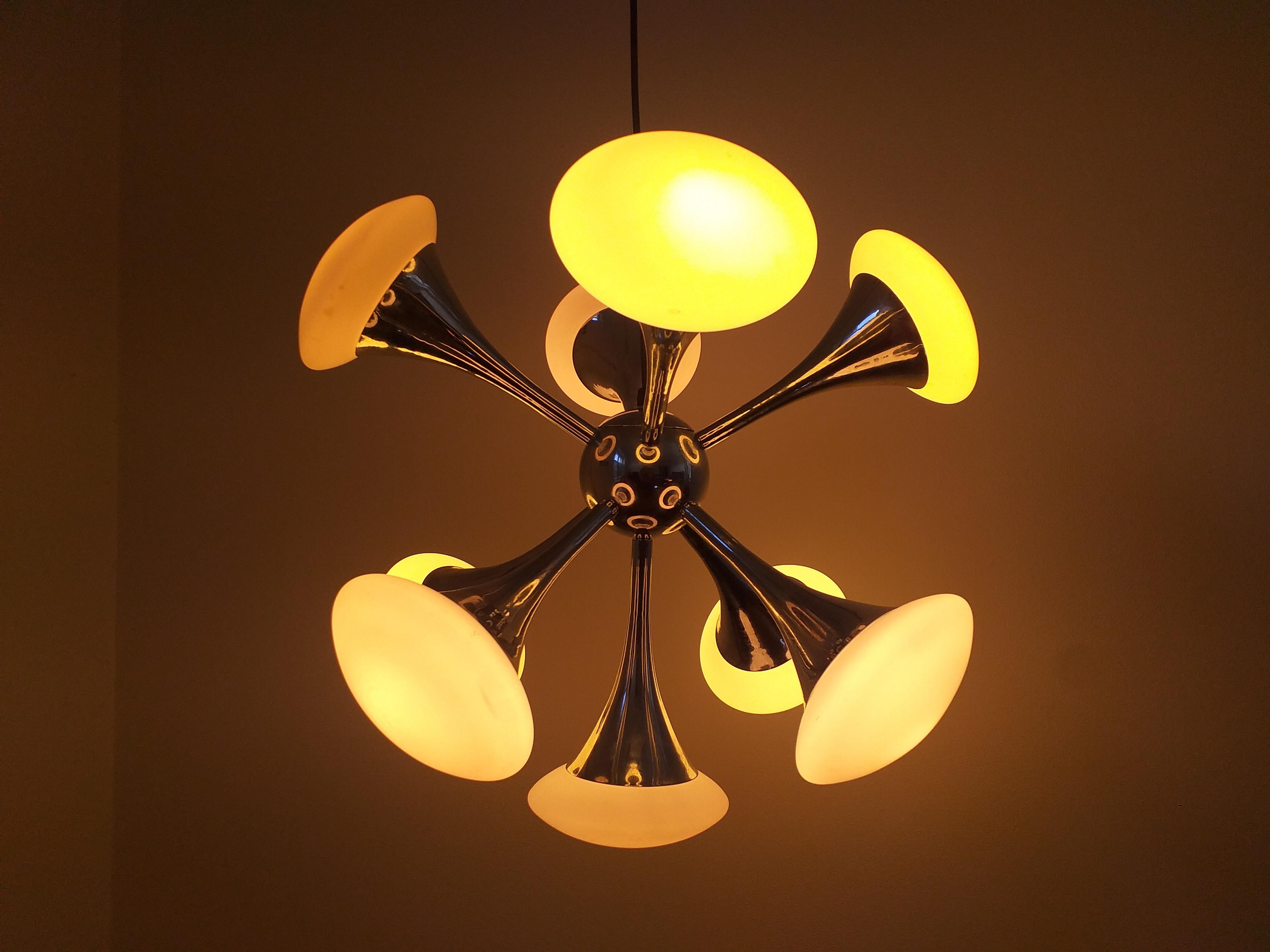 Milk Glass Mid Century Chandelier or Pendant Sputnik, Germany, 1980s
