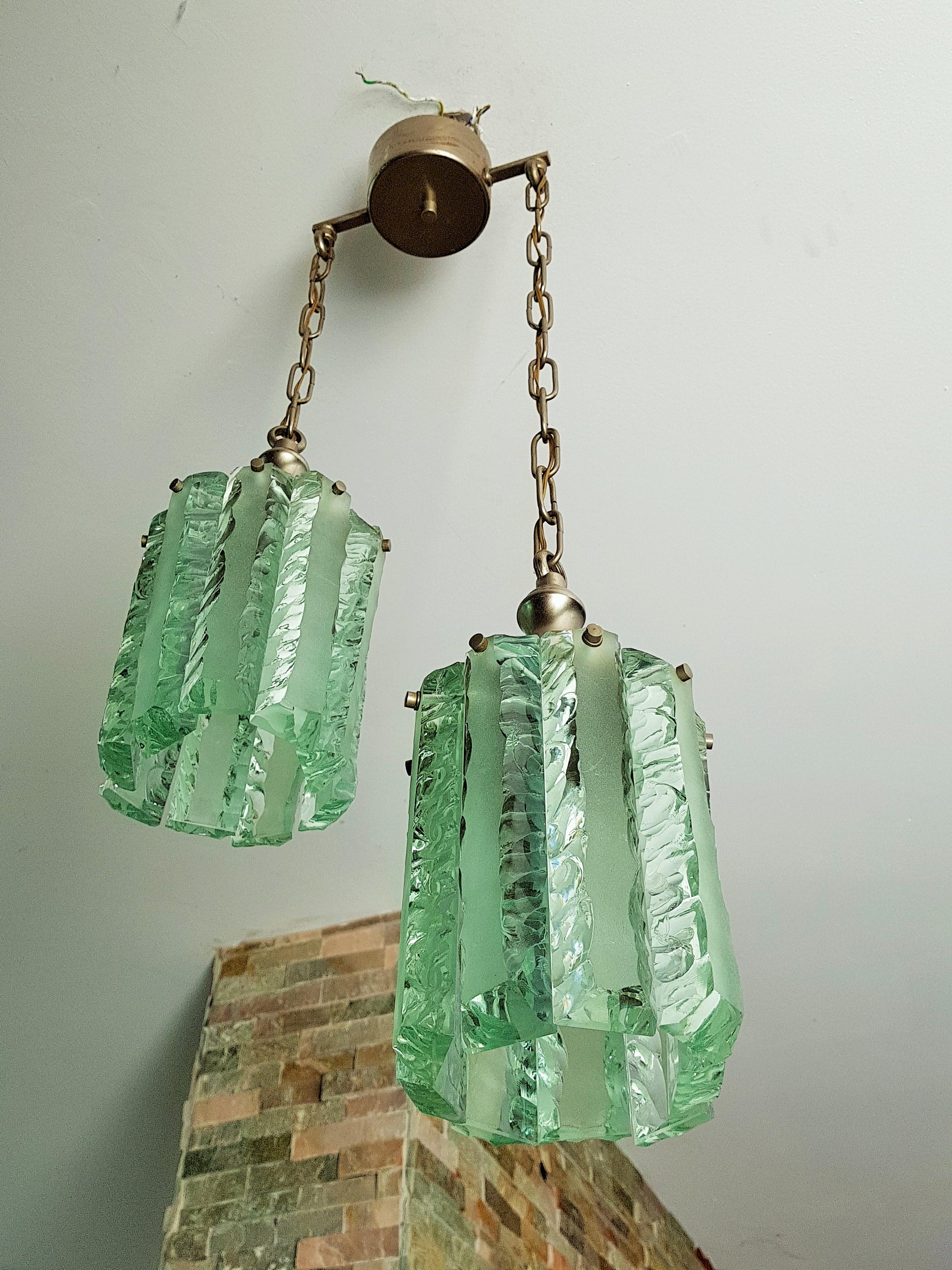 Mid-Century Modern Midcentury Chandelier Pendant Style Fontana Arte, Italy, 1960