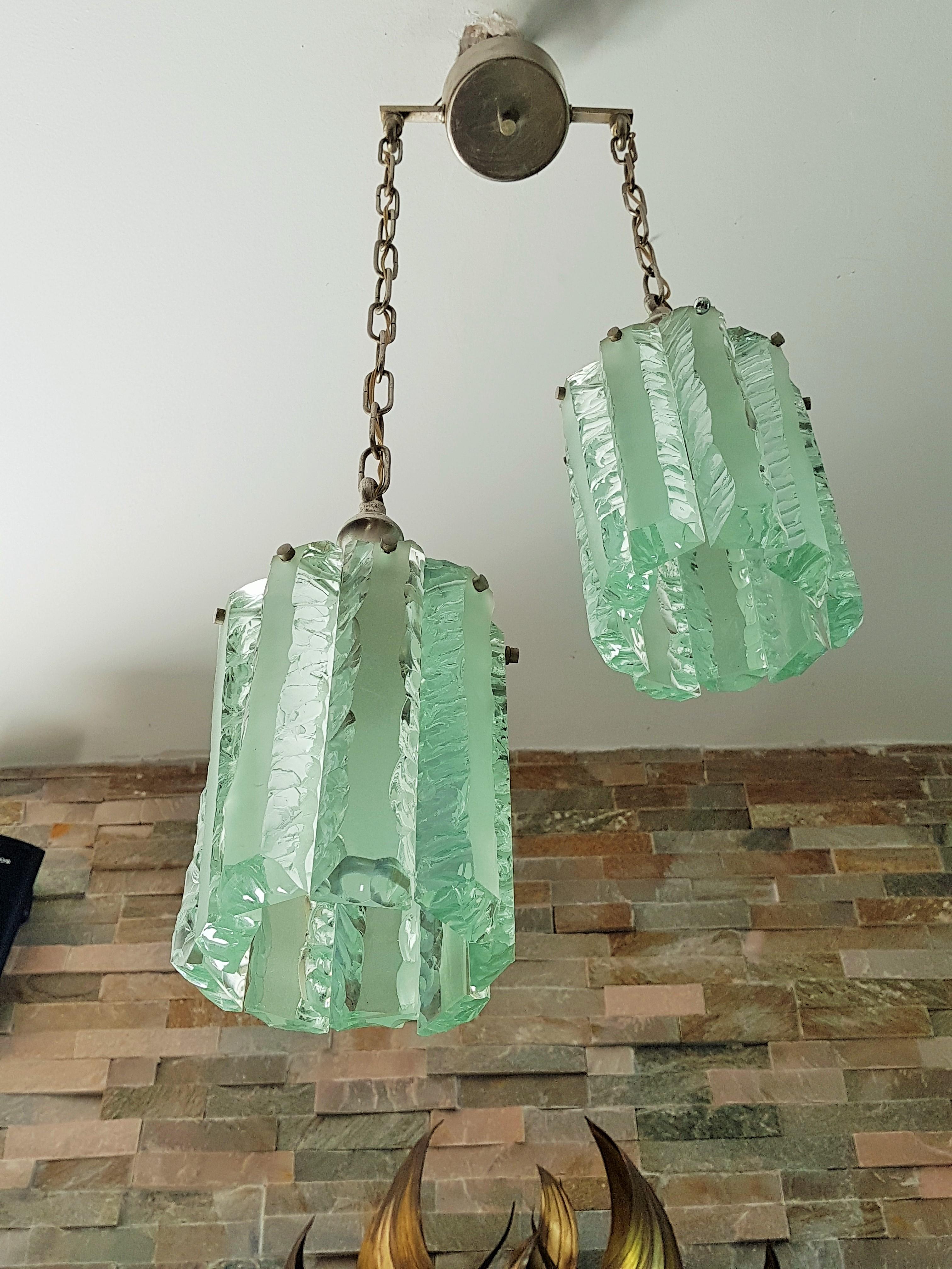 Midcentury Chandelier Pendant Style Fontana Arte, Italy, 1960 1