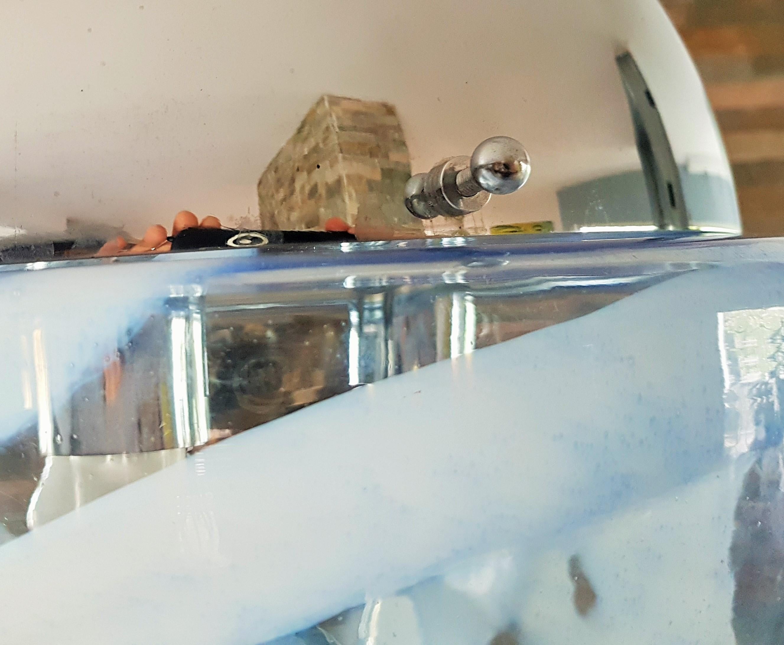 Lustre à suspension mi-siècle en verre opalescent chromé de Mazzega, Italie, années 1960 en vente 7