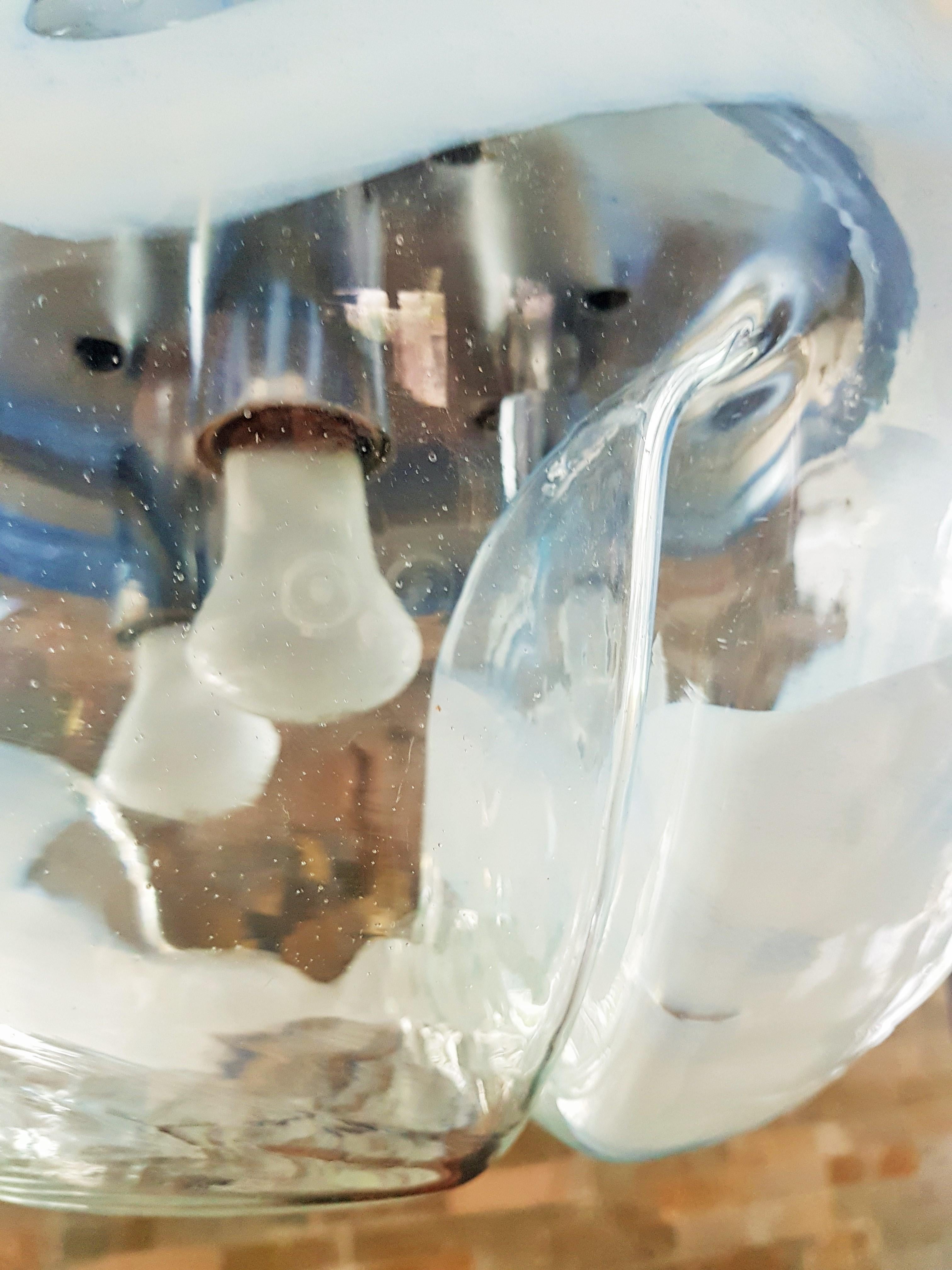 Lustre à suspension mi-siècle en verre opalescent chromé de Mazzega, Italie, années 1960 en vente 8