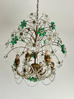 Mid-Century-Kronleuchter mit farbigen  Blumen aus Muranoglas, 1960er Jahre