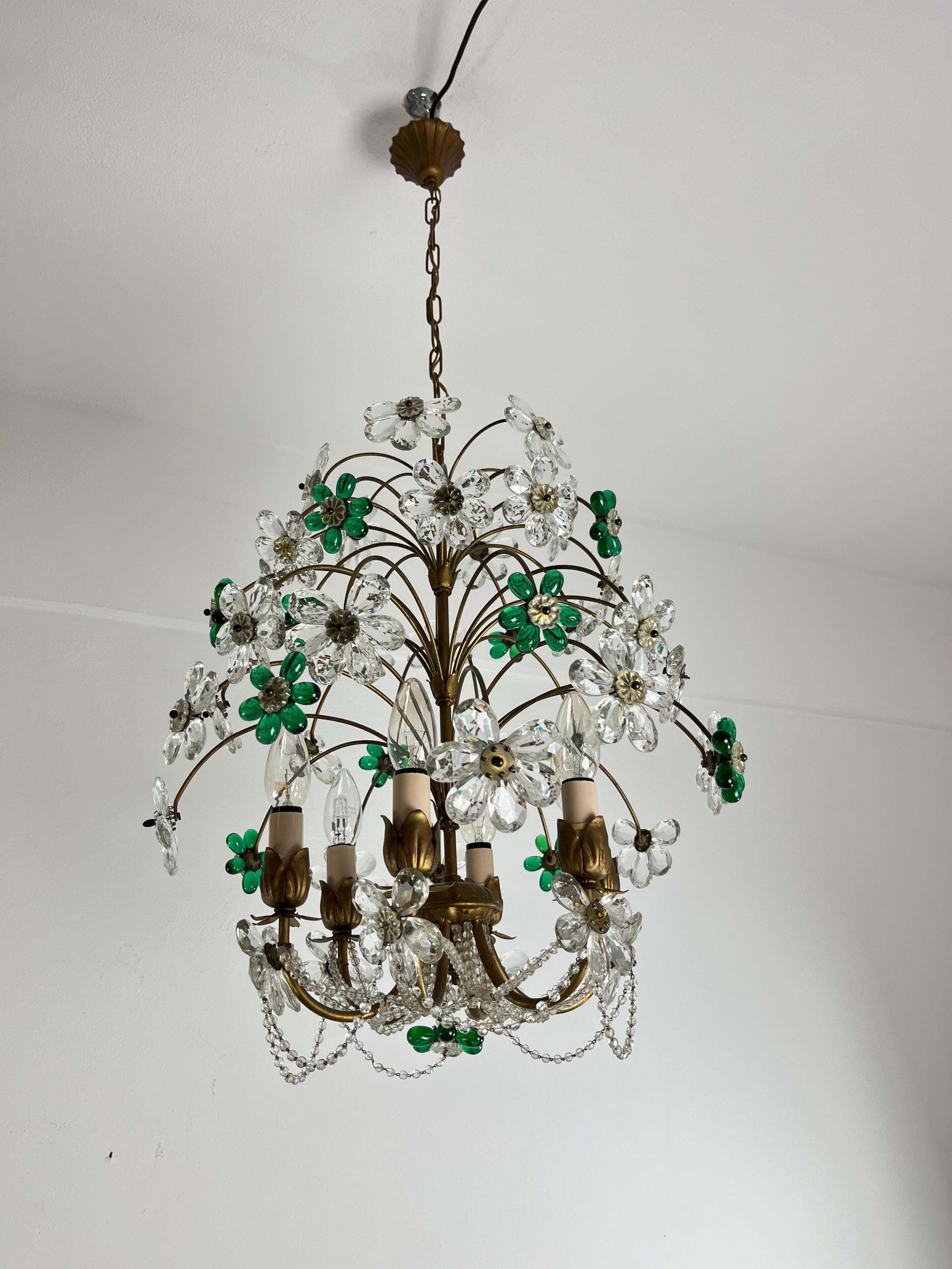 Mid-Century Chandelier With Colored  Flowers In Murano Glass, 1960s For Sale 2