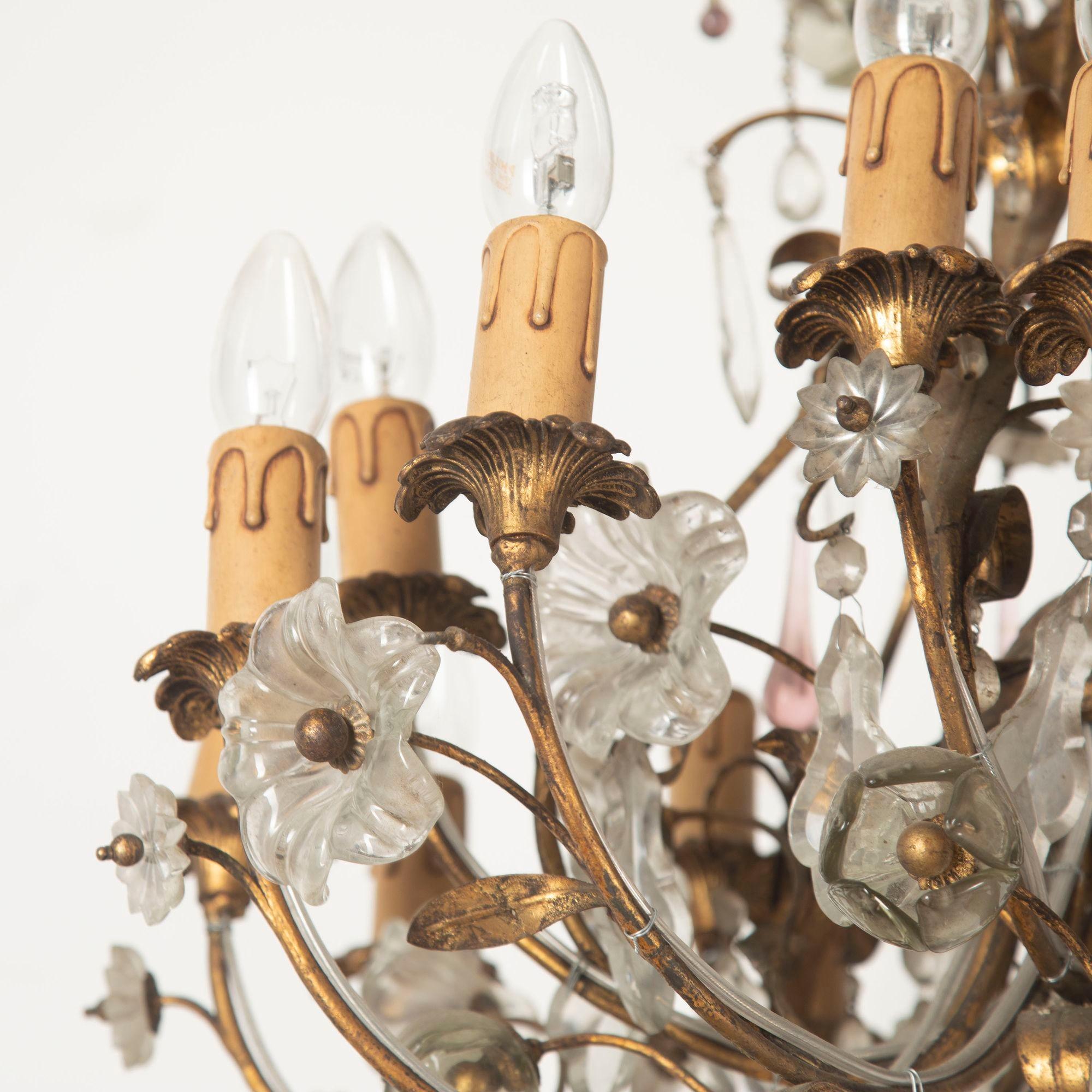 XX secolo Lampadario di metà secolo con cornice dorata in vendita