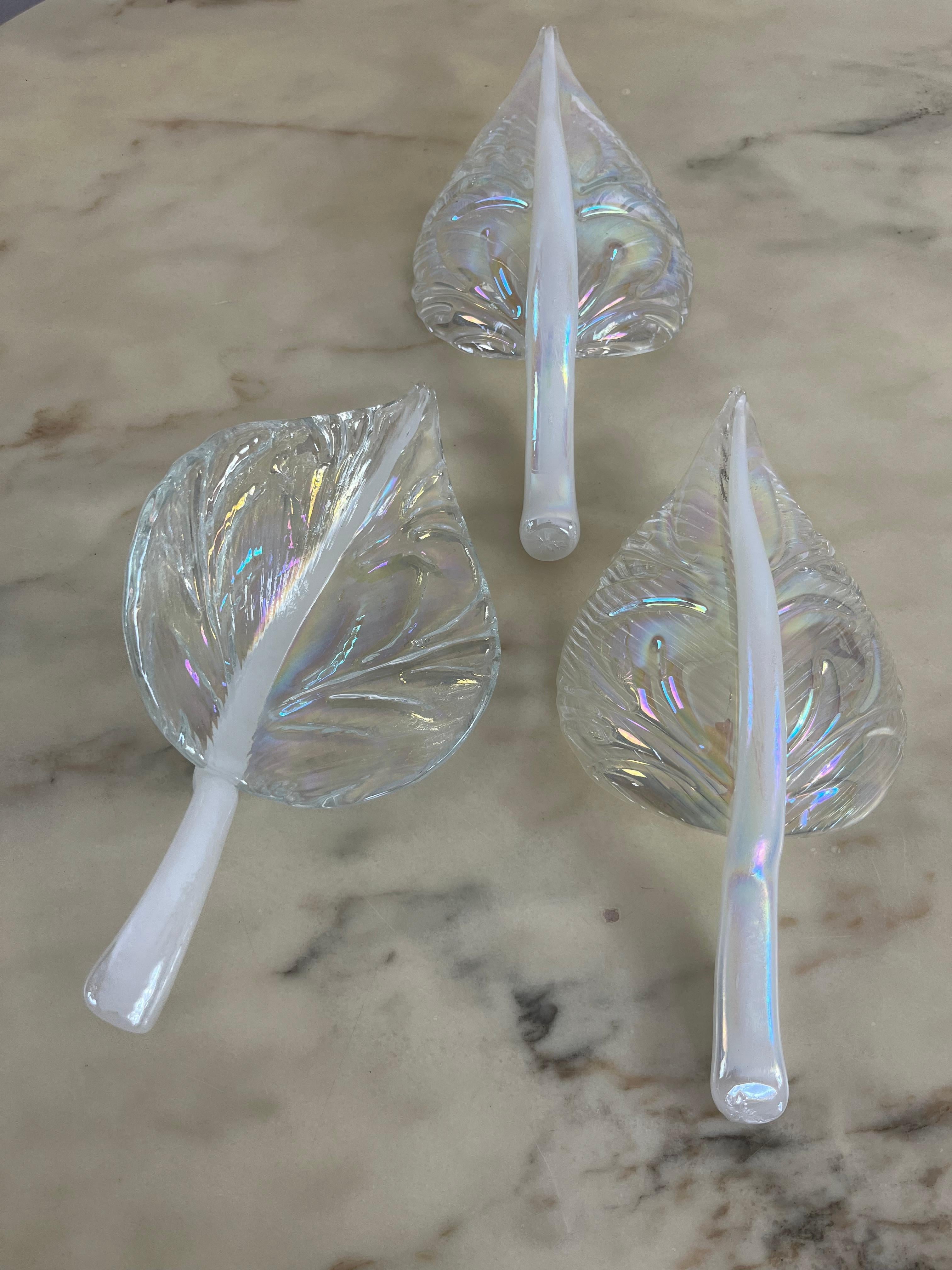 Mid-Century Chandelier With Murano Glass Leaves, 1960s For Sale 5