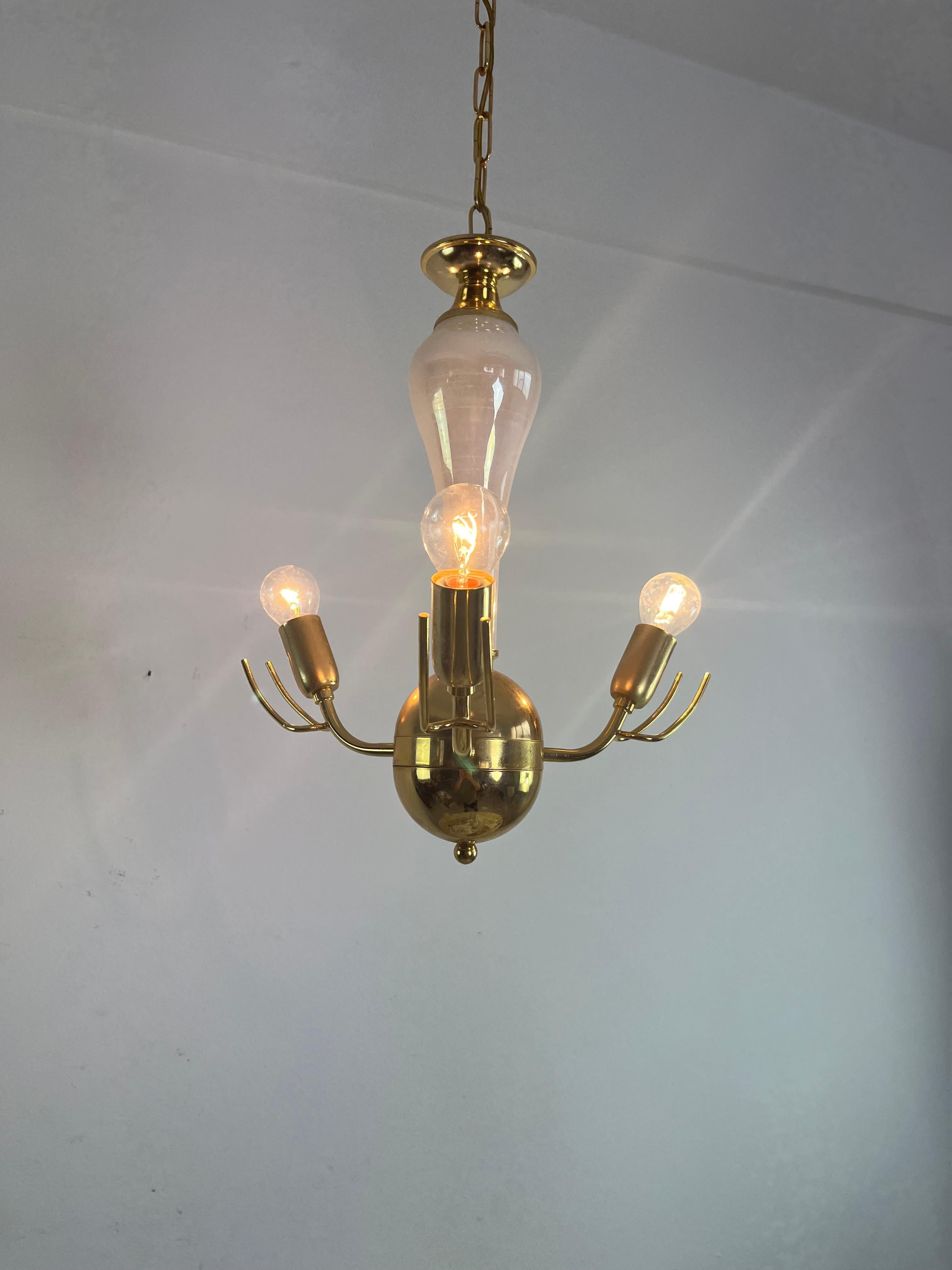 Mid-Century Chandelier With Murano Glass Leaves, 1960s For Sale 2