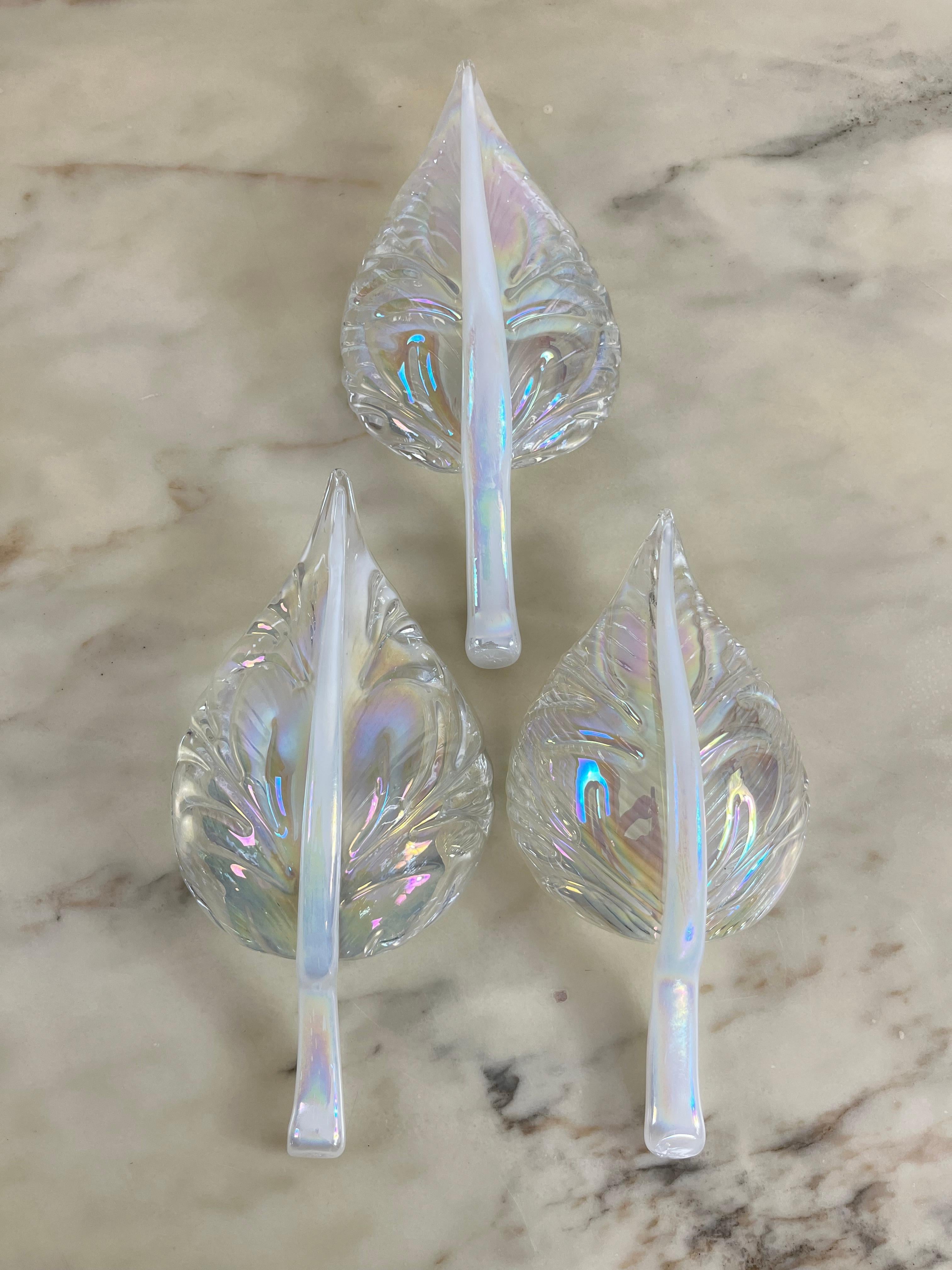 Mid-Century Chandelier With Murano Glass Leaves, 1960s For Sale 3