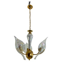Mid-Century Chandelier With Murano Glass Leaves, 1960s