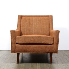 Mid-Century-Sessel mit Kanalrückenlehne, Beinen aus ebonisiertem Nussbaumholz und Marmalade-Polsterung