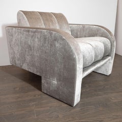 Midcentury Channeled "Deco" Lounge Chair by Vladimir Kagan in Platinum Velvet
