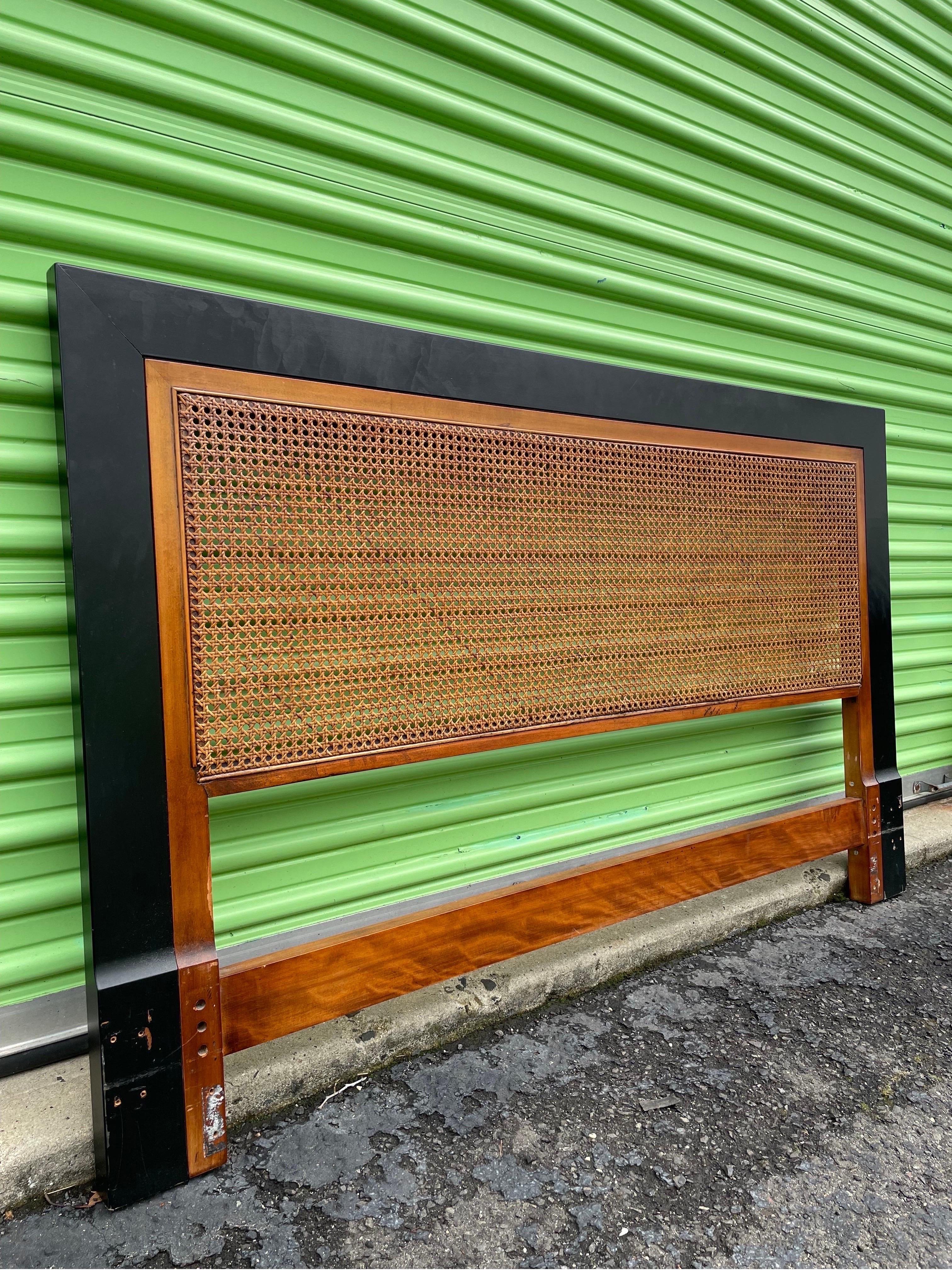 Stunning and Rare. Charak Modern headboard full/queen. Ebonized Mahogany frames beautifully patinaed cane insert stylized In the manner of Tommi Parzinger
Curbside to NYC/Philly $300.