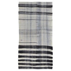 Mid-Century Charcoal and Beige Wool Kilim 5'9''x11'10''