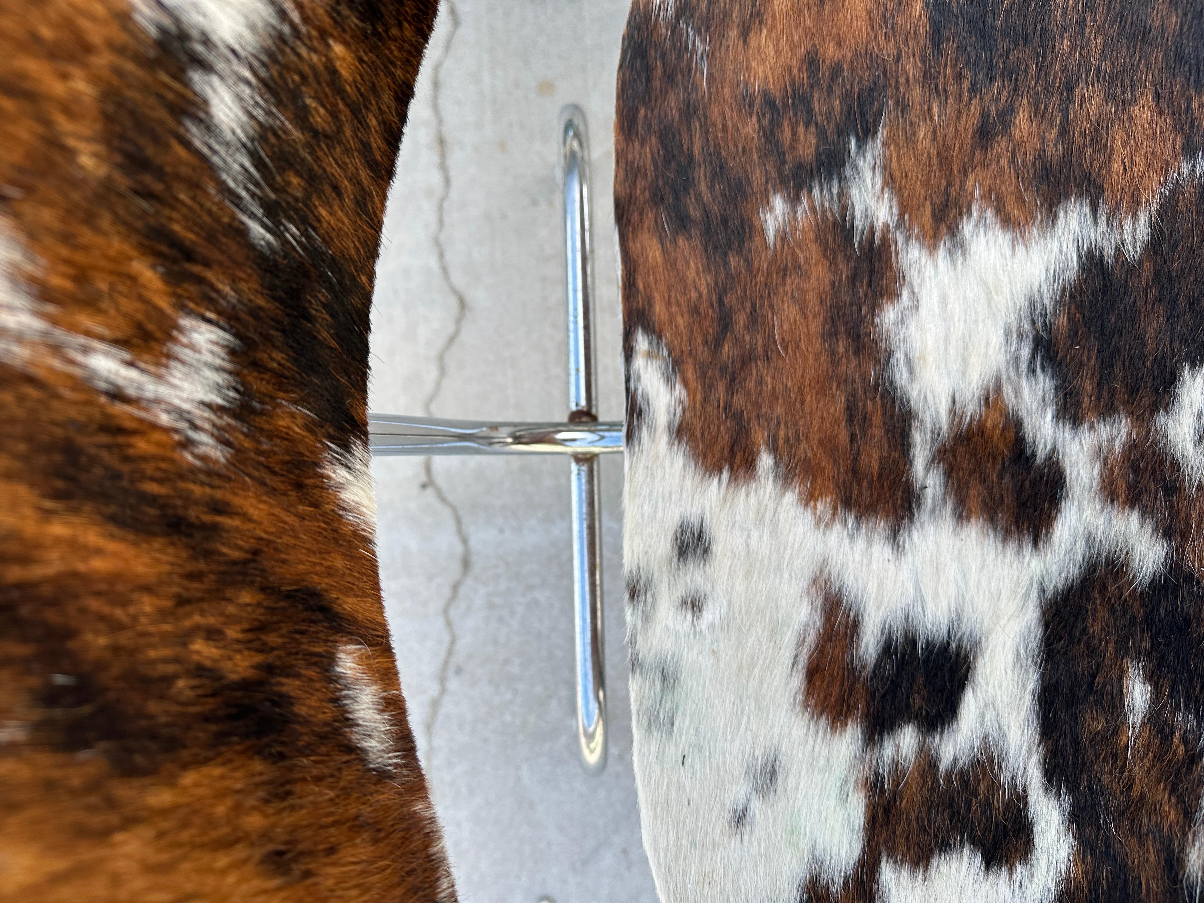 Metal Mid- Century Charles and Ray Eames DCM Chairs in Original Cowhide, Set of Four