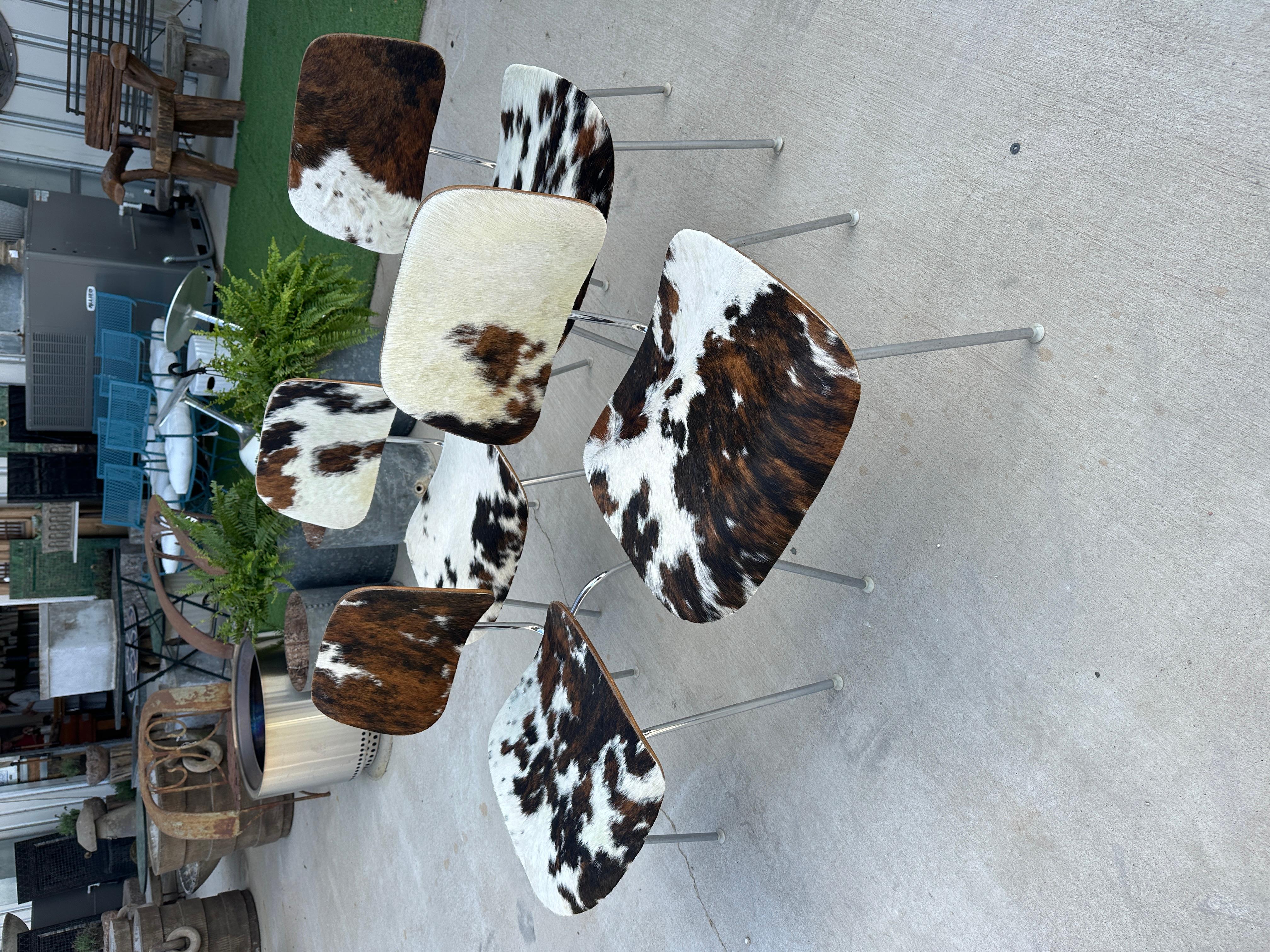 Mid- Century Charles and Ray Eames DCM Chairs in Original Cowhide, Set of Four 2