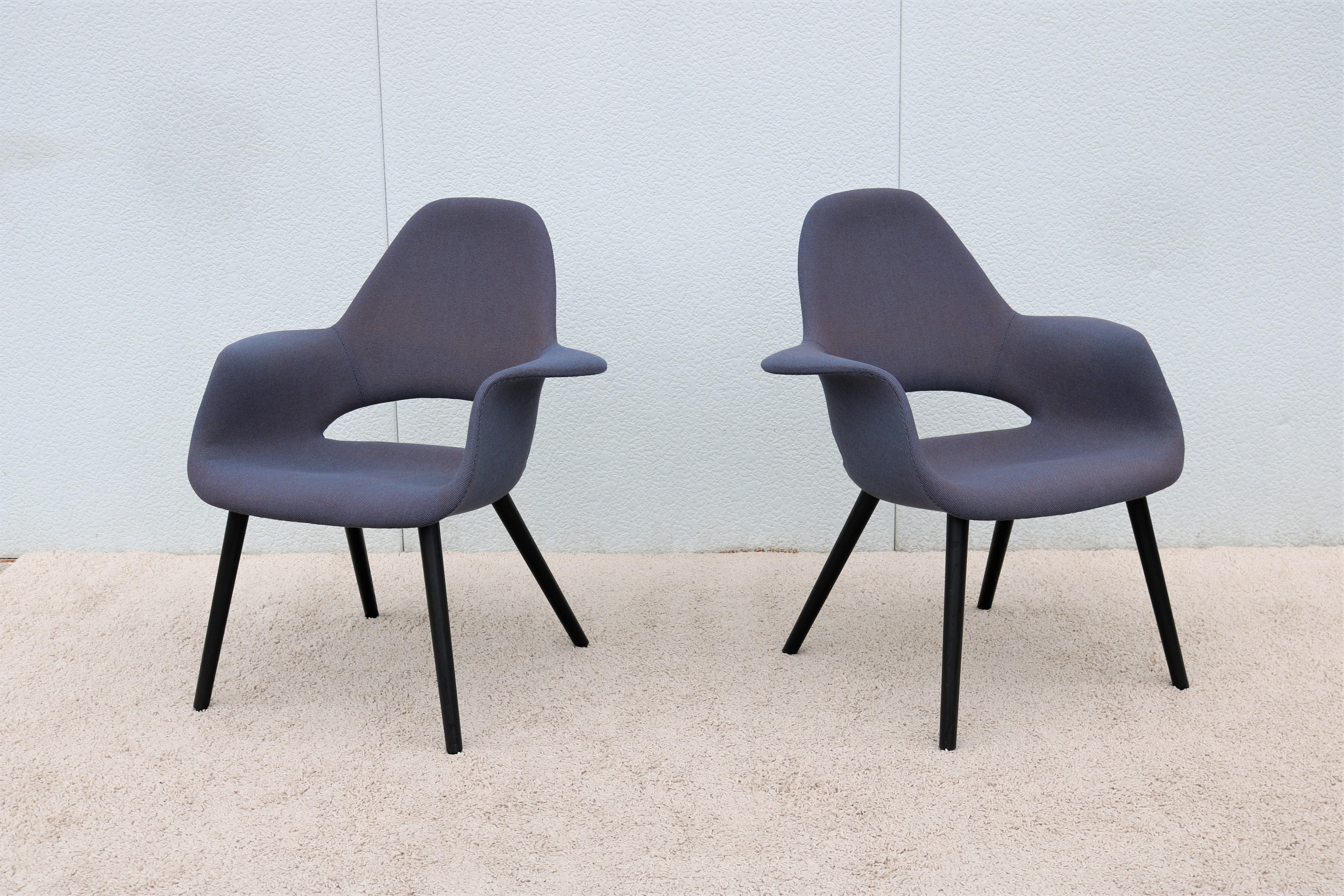 American Mid-Century Charles Eames & Eero Saarinen for Vitra Organic Dining Chairs Pair For Sale
