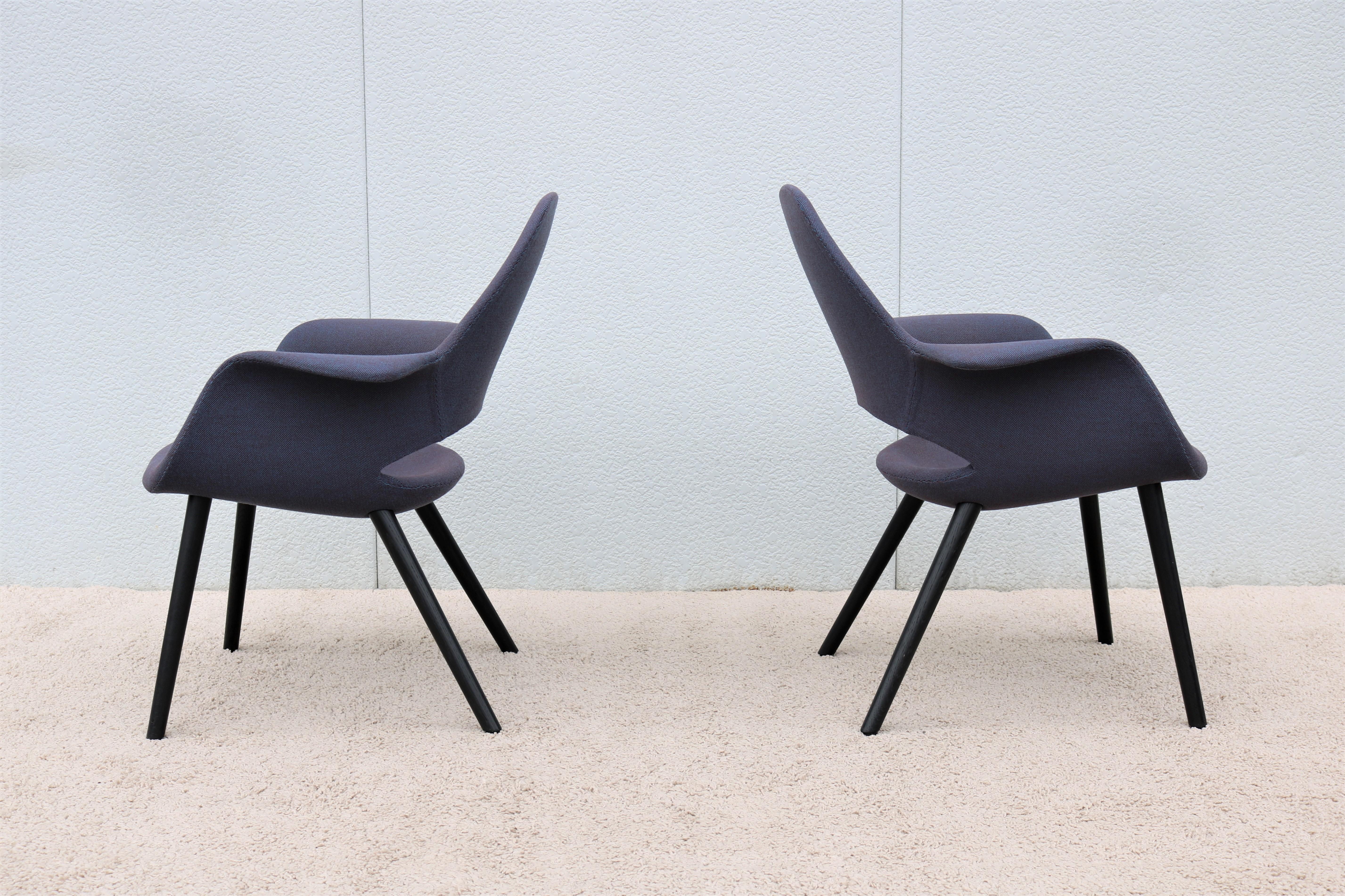 Paar organische Esszimmerstühle von Charles Eames & Eero Saarinen für Vitra, Mitte des Jahrhunderts (Stoff) im Angebot