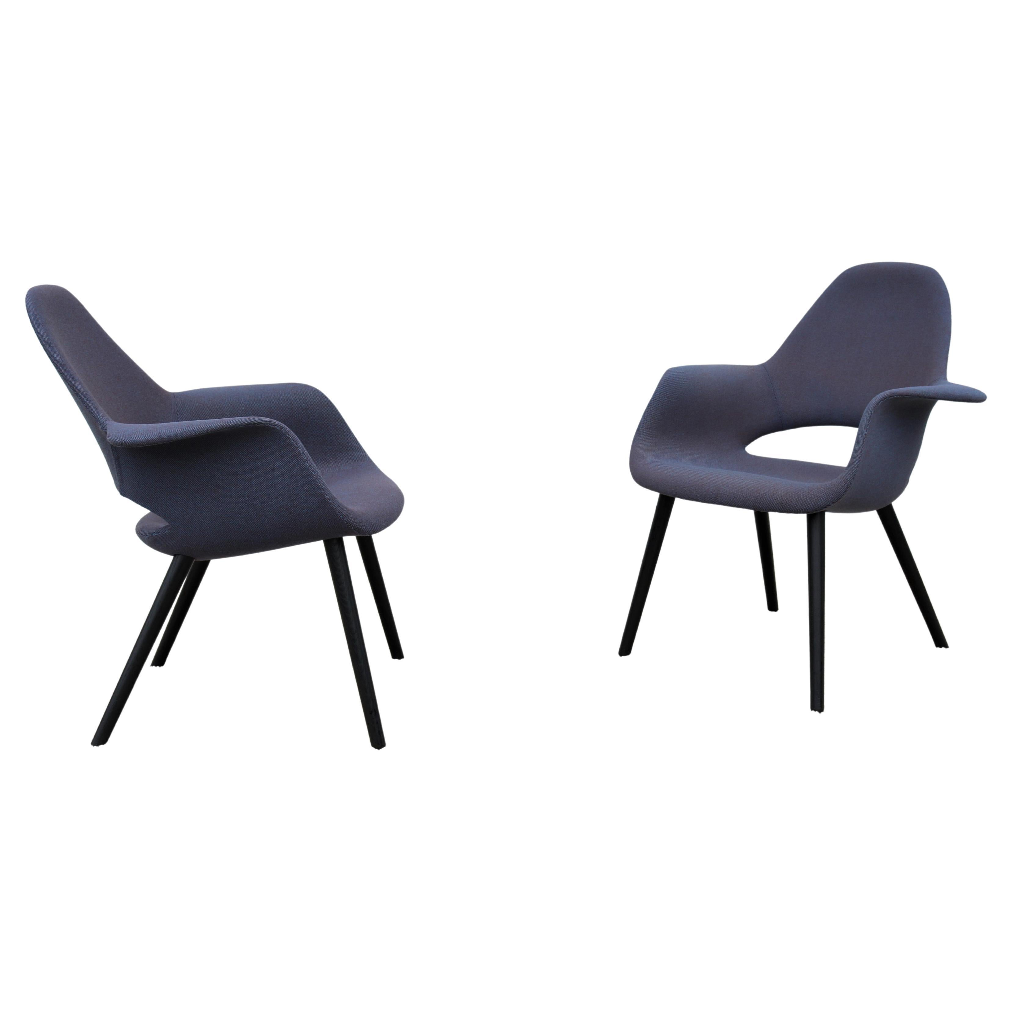 Paire de chaises de salle à manger organiques du milieu du siècle de Charles Eames & Eero Saarinen pour Vitra