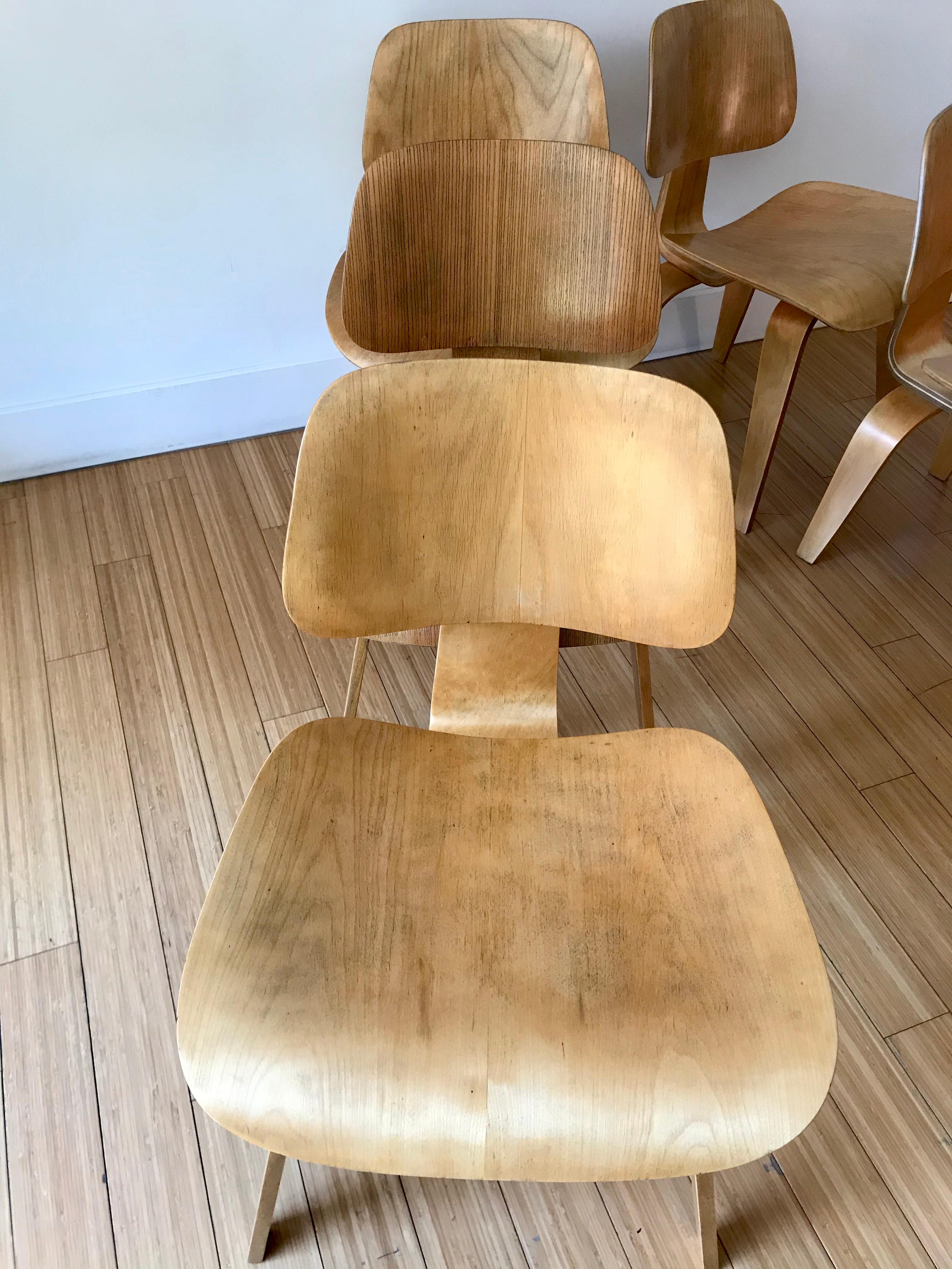 Esszimmerstühle aus Sperrholz Charles + Ray Eames (Holzarbeit) im Angebot