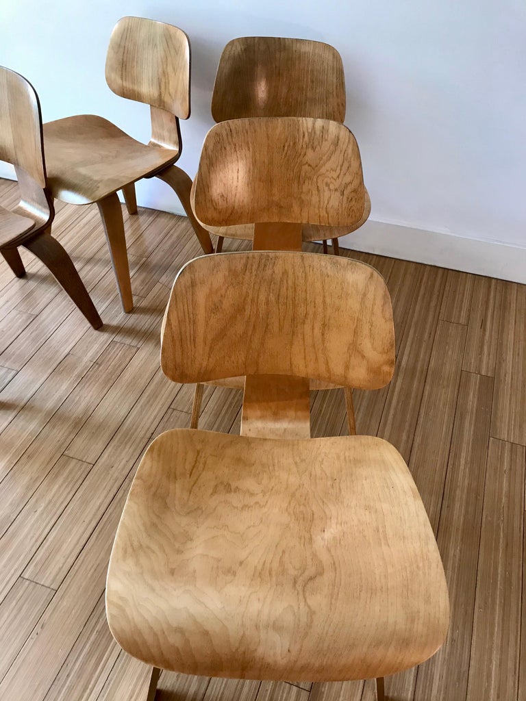 Charles + Ray Eames Six DCW Chairs In Good Condition For Sale In Los Angeles, CA