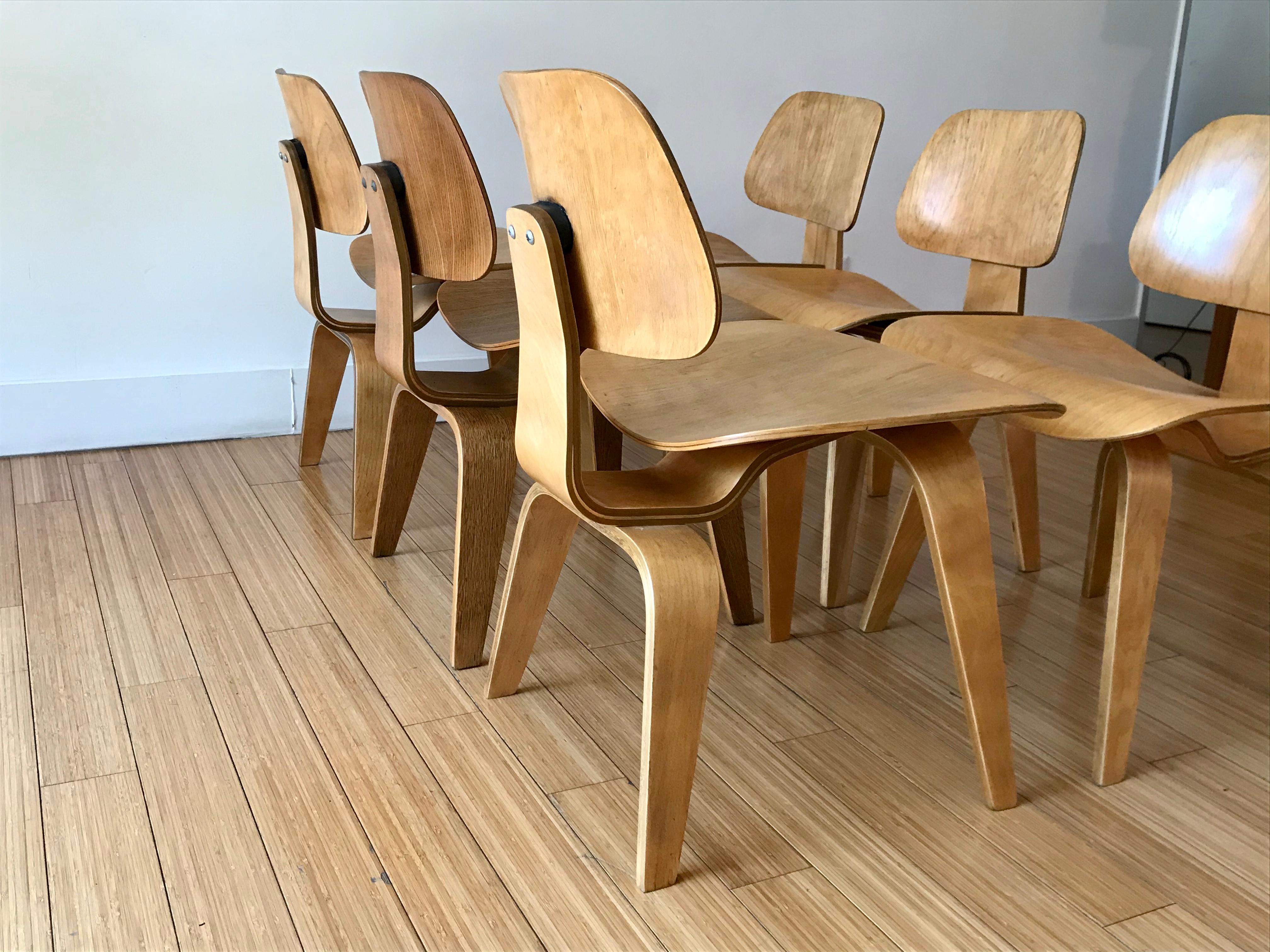 Wood Plywood Dining Chairs Charles + Ray Eames For Sale