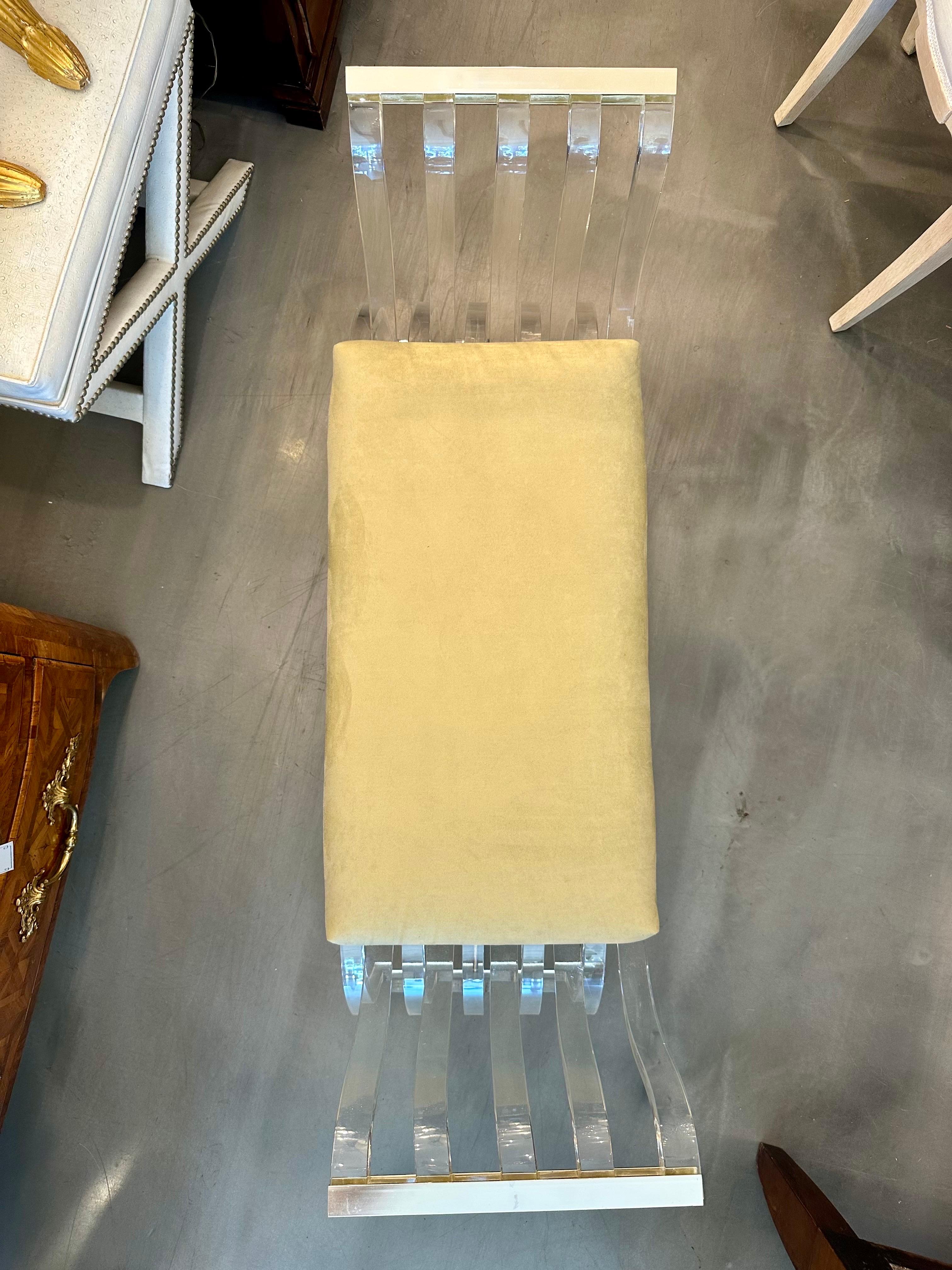 American Mid-Century Charles Hollis Jones Lucite Bench For Sale