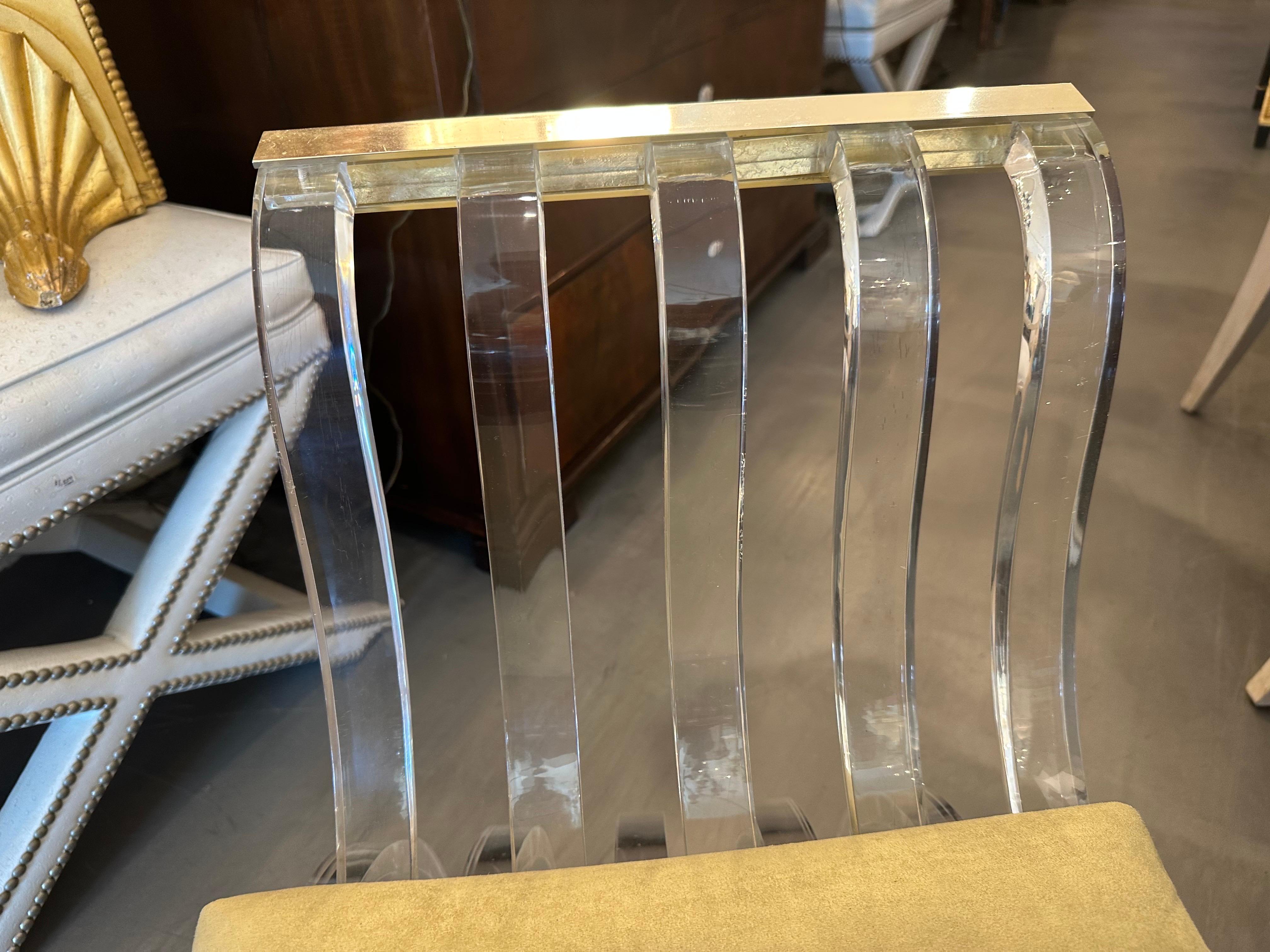 Hand-Crafted Mid-Century Charles Hollis Jones Lucite Bench For Sale