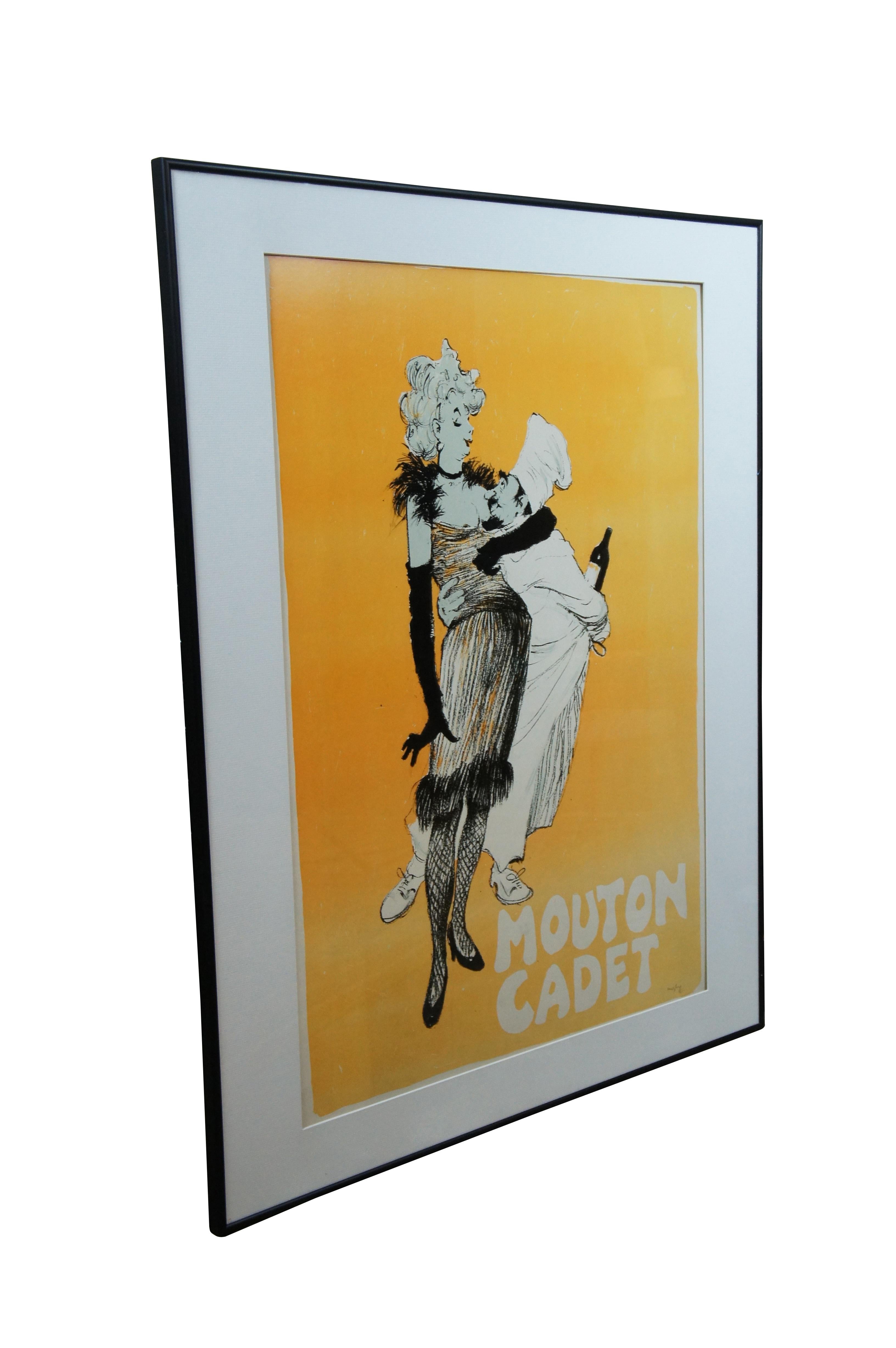 Mid-Century Modern Mid Century Charles Mozley Mouton Cadet Wine Advertisement Poster 40