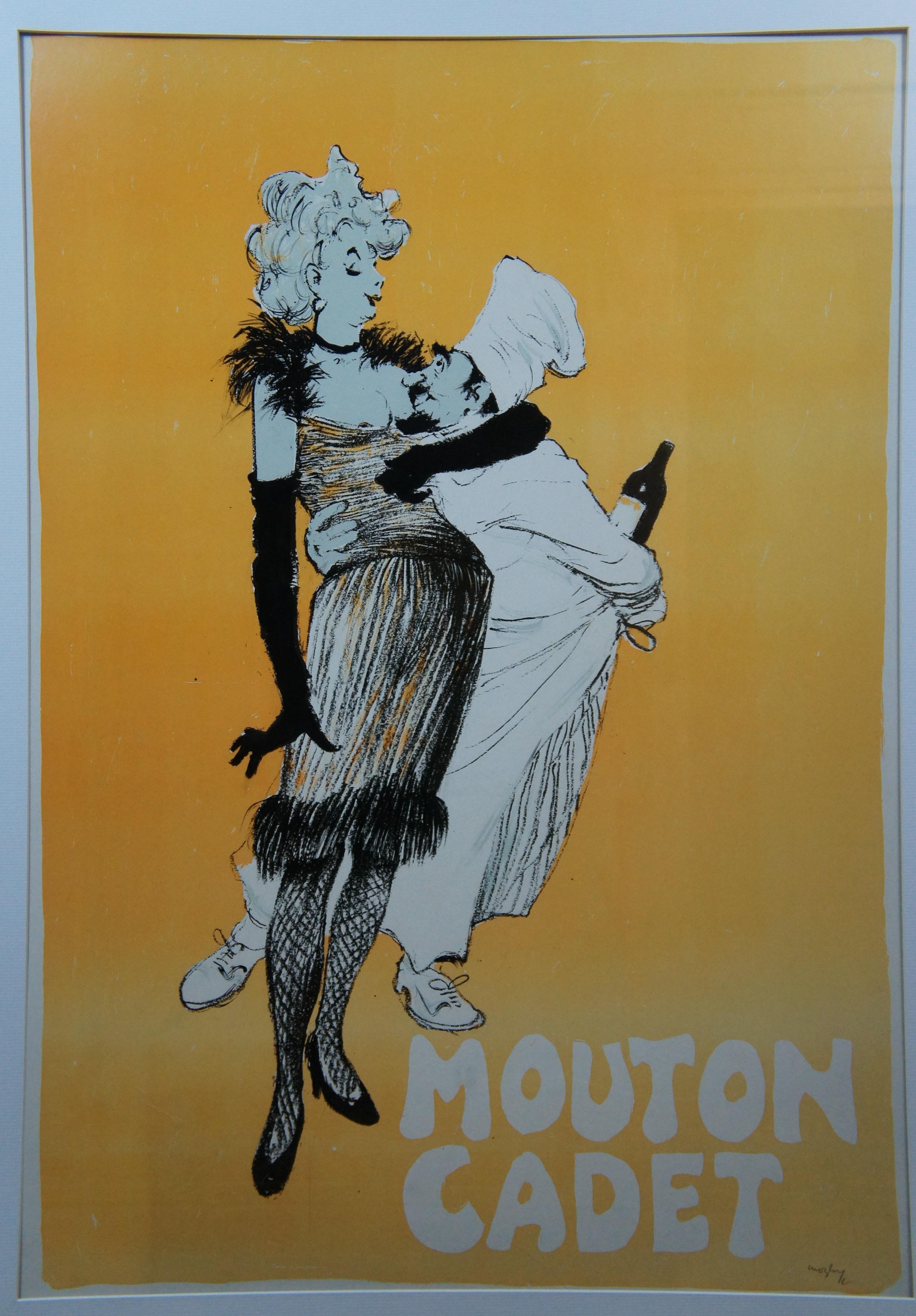 Paper Mid Century Charles Mozley Mouton Cadet Wine Advertisement Poster 40