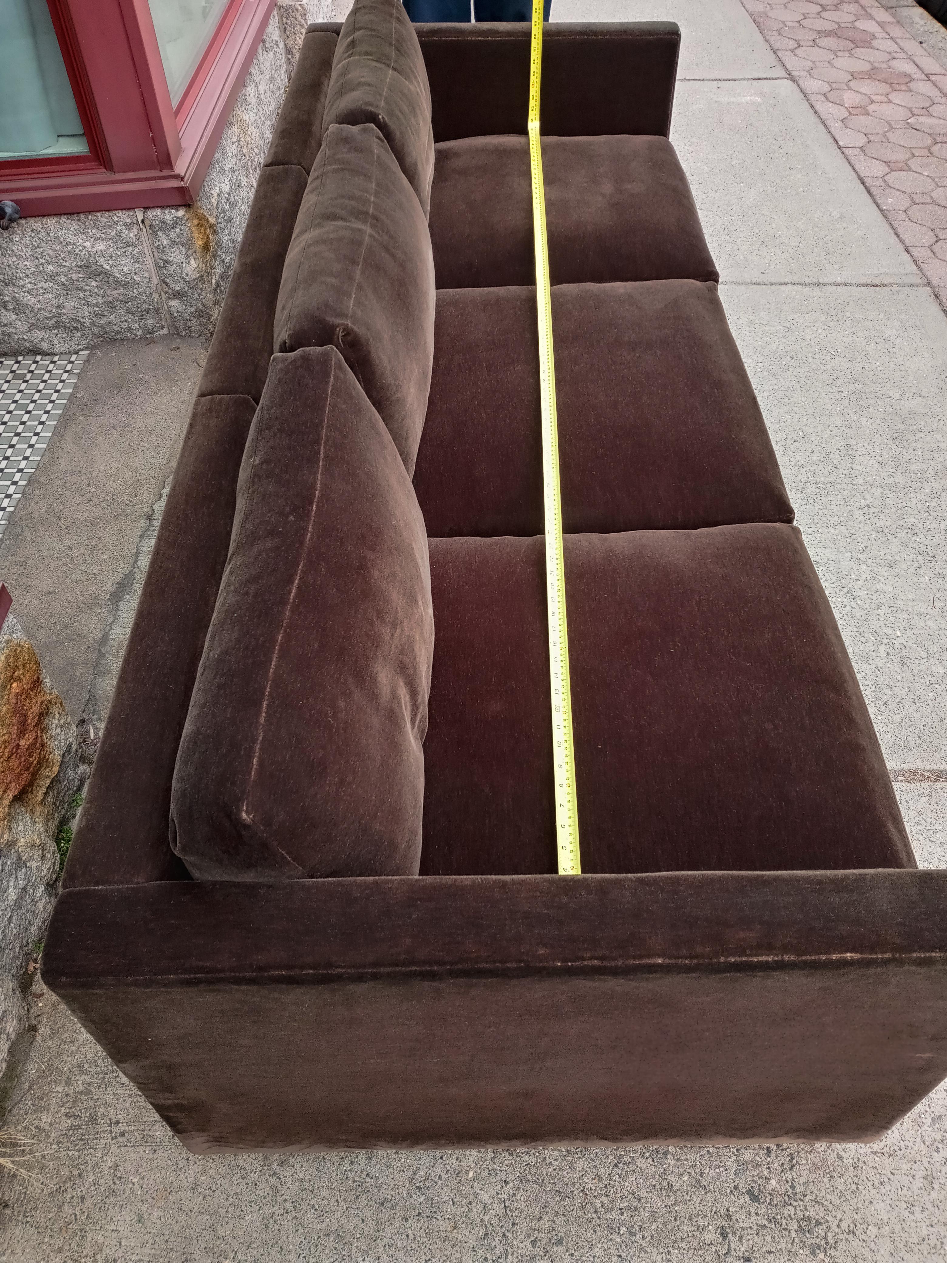 Mid-Century Charles Phister Knoll Classic Tuxedo 3-Seater Sofa Dark Brown Mohair 13